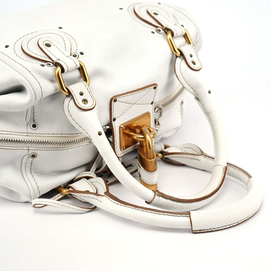 White Leather Paddington Pocket Shoulder Bag