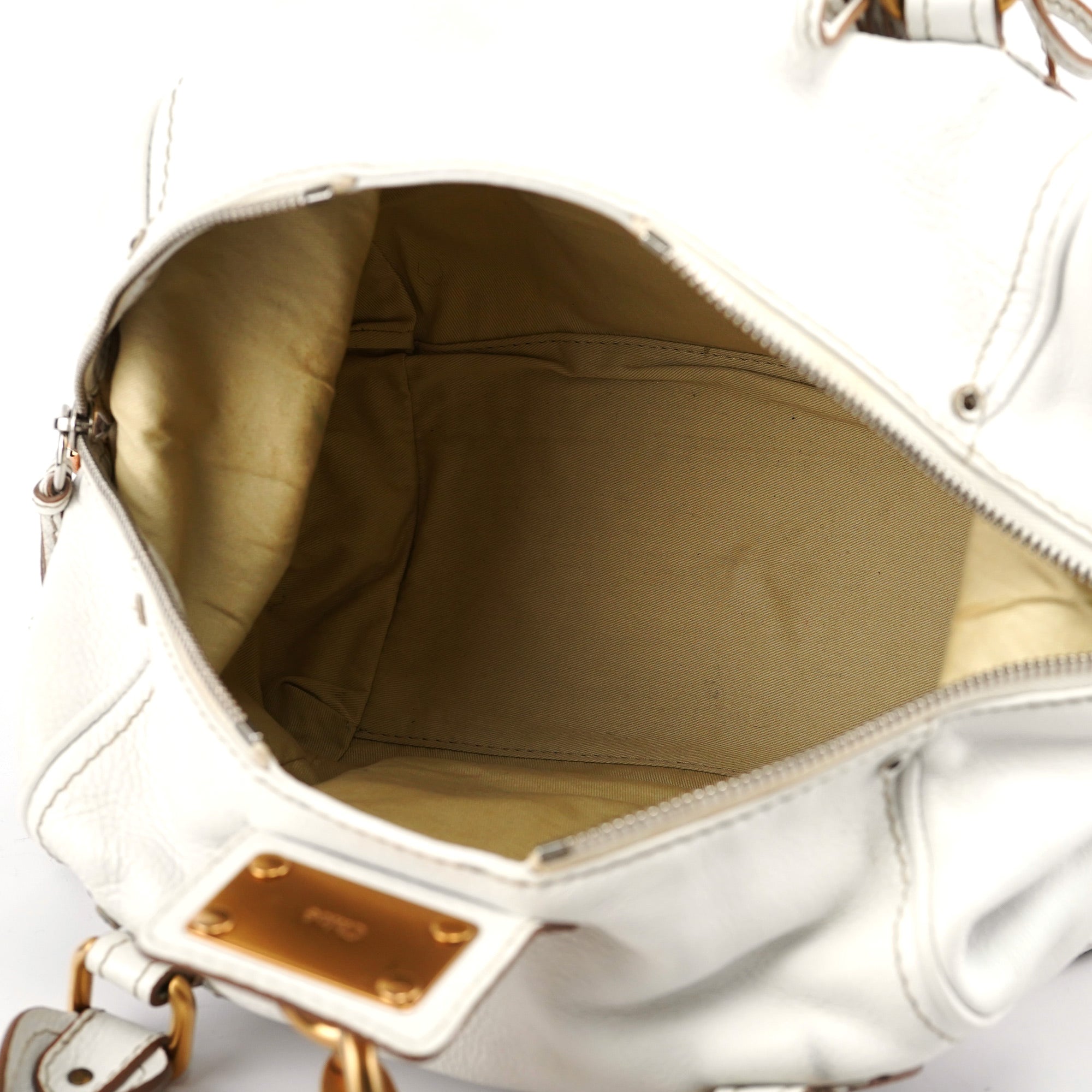 White Leather Paddington Pocket Shoulder Bag
