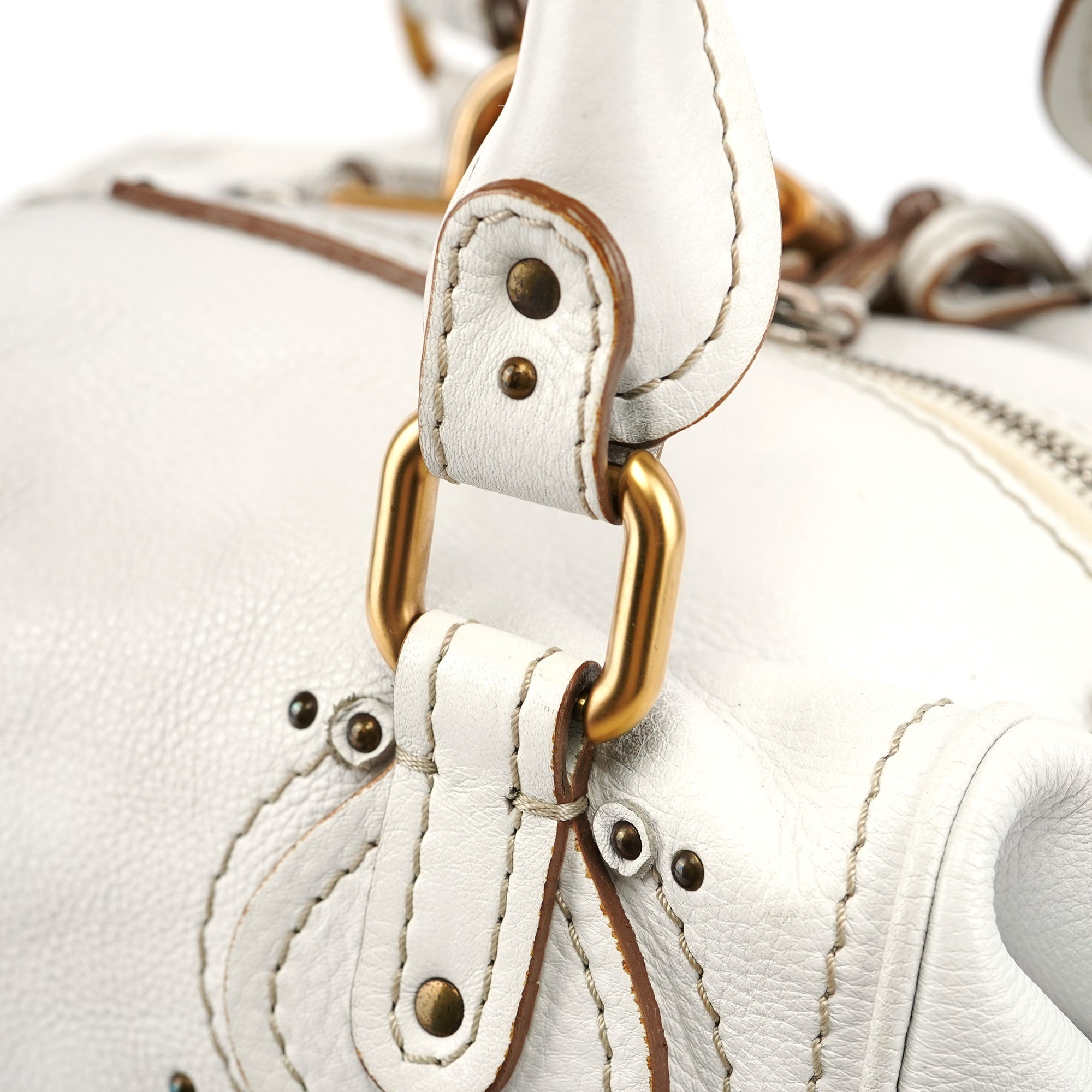 White Leather Paddington Pocket Shoulder Bag