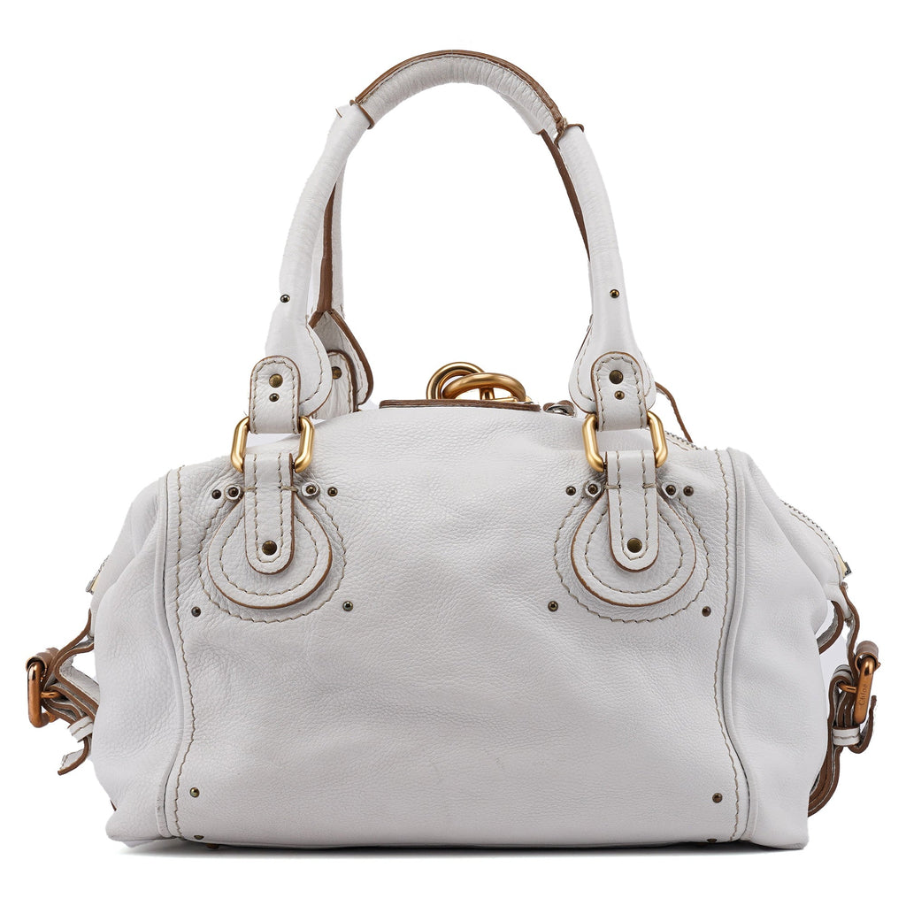 White Leather Paddington Pocket Shoulder Bag