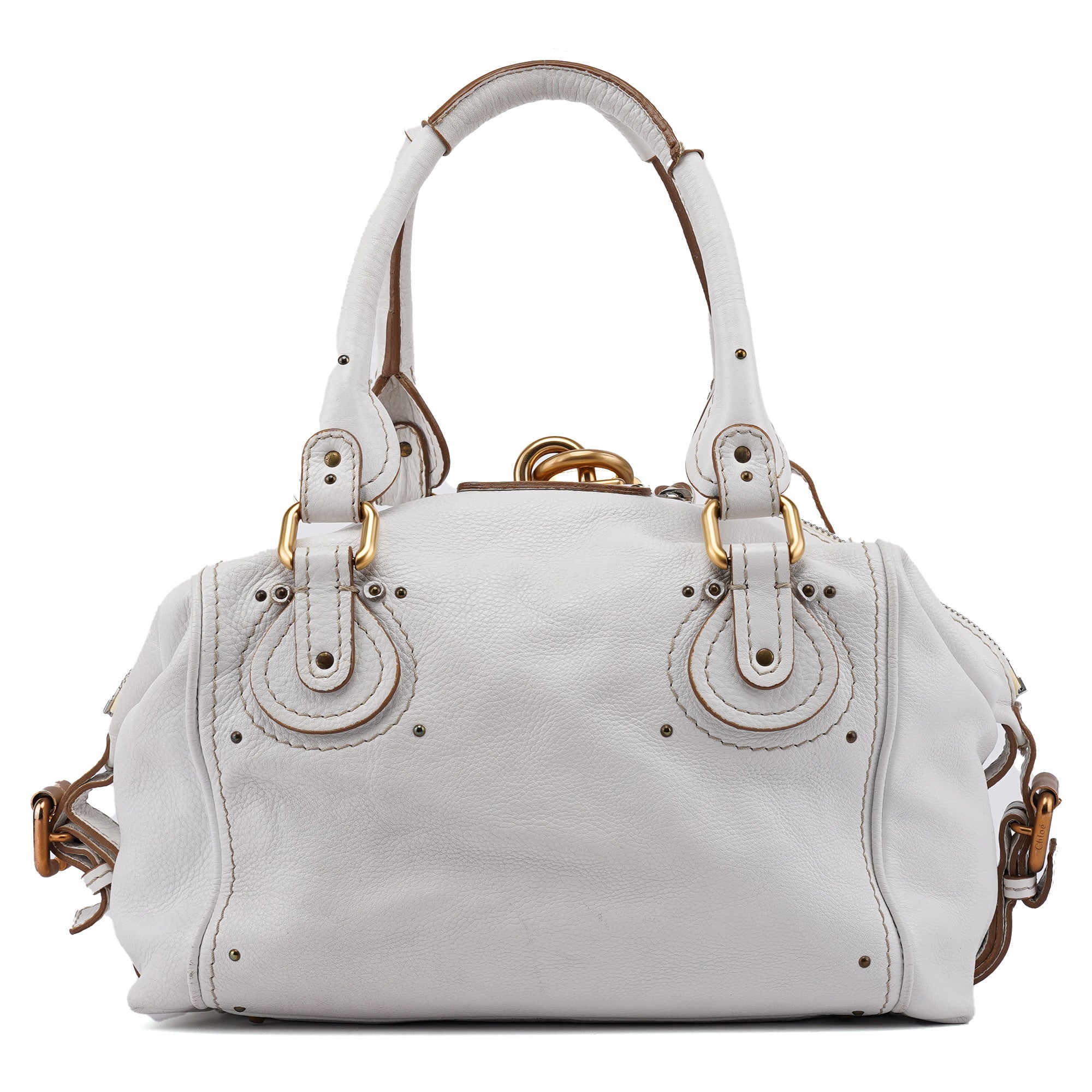 White Leather Paddington Pocket Shoulder Bag