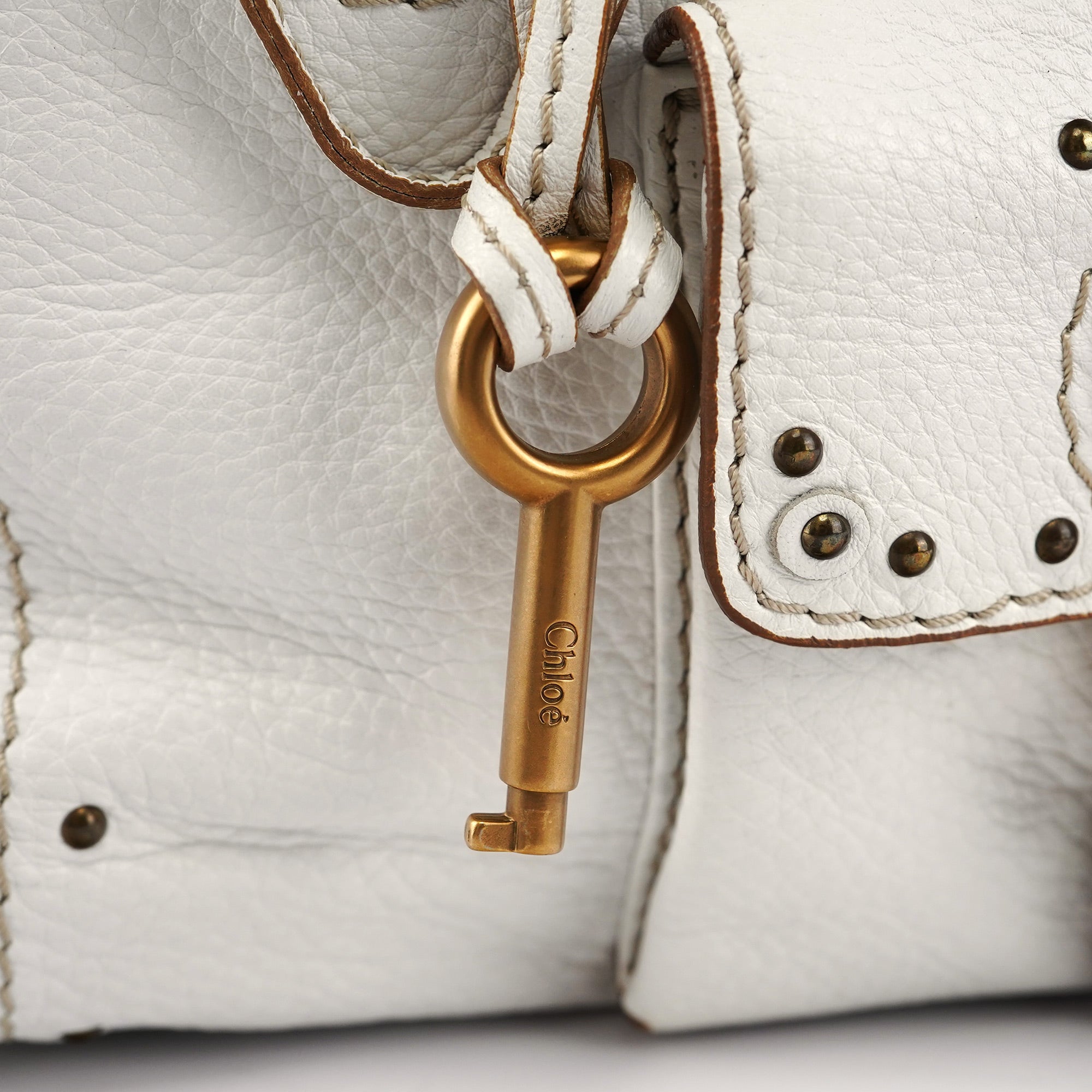 White Leather Paddington Pocket Shoulder Bag