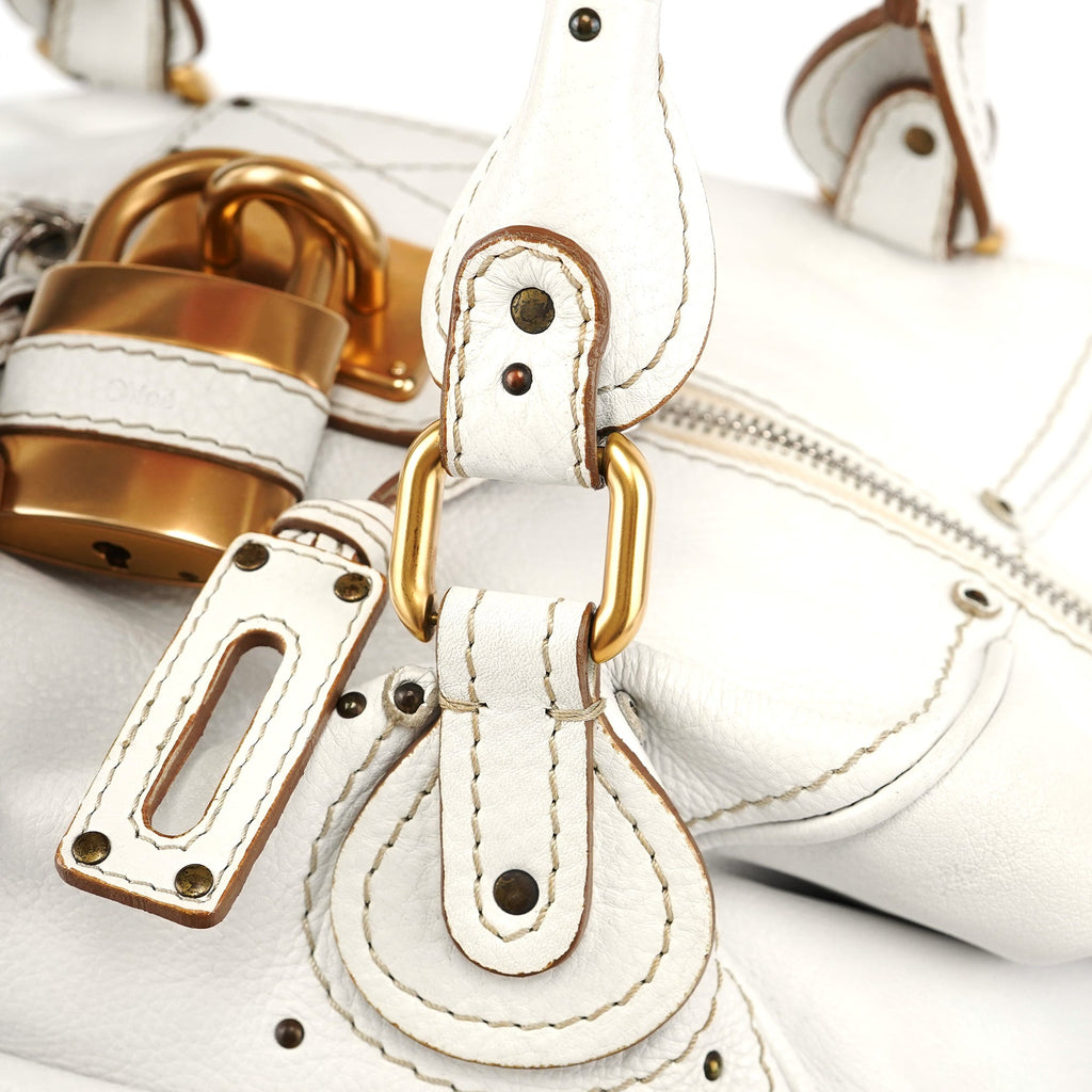 White Leather Paddington Pocket Shoulder Bag