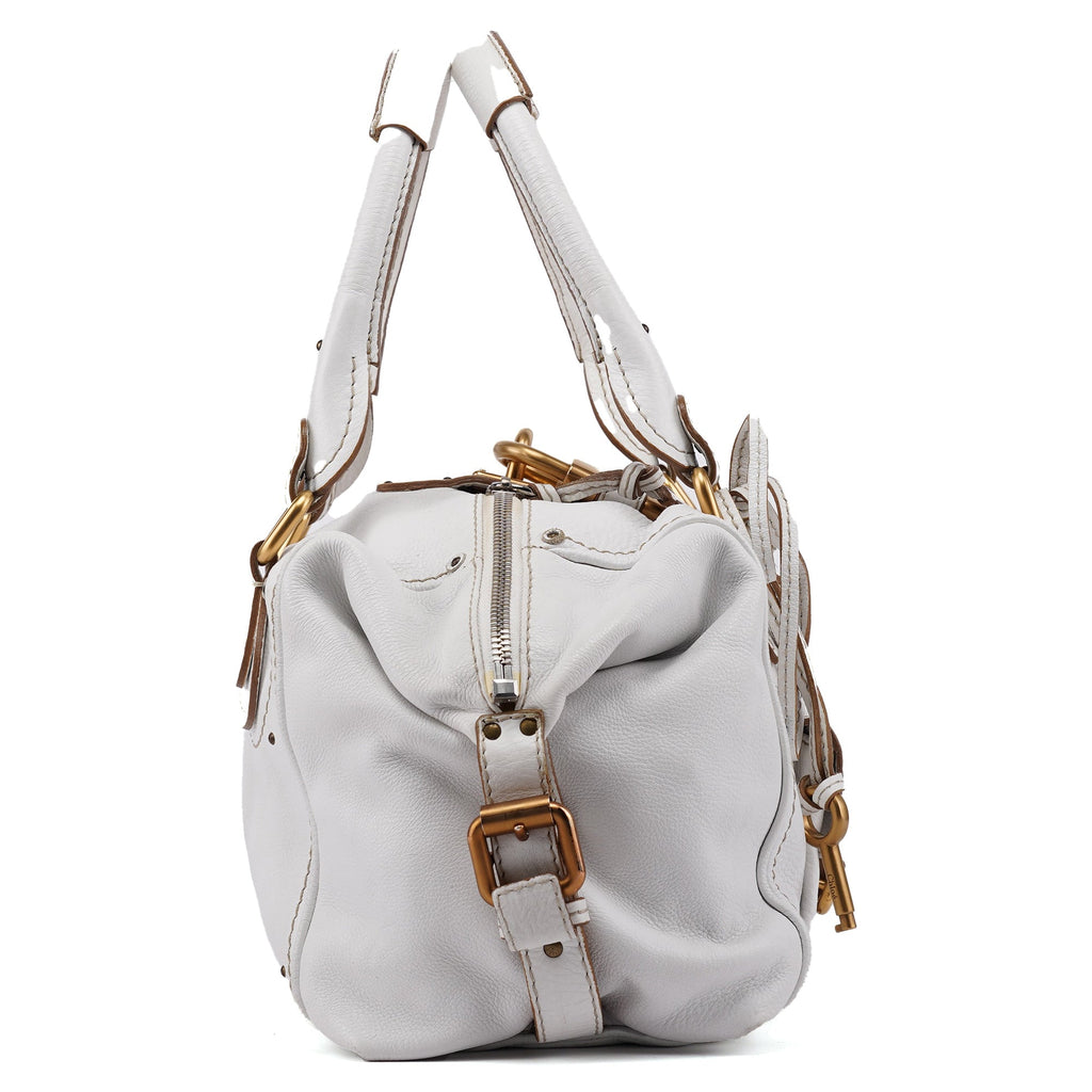 White Leather Paddington Pocket Shoulder Bag