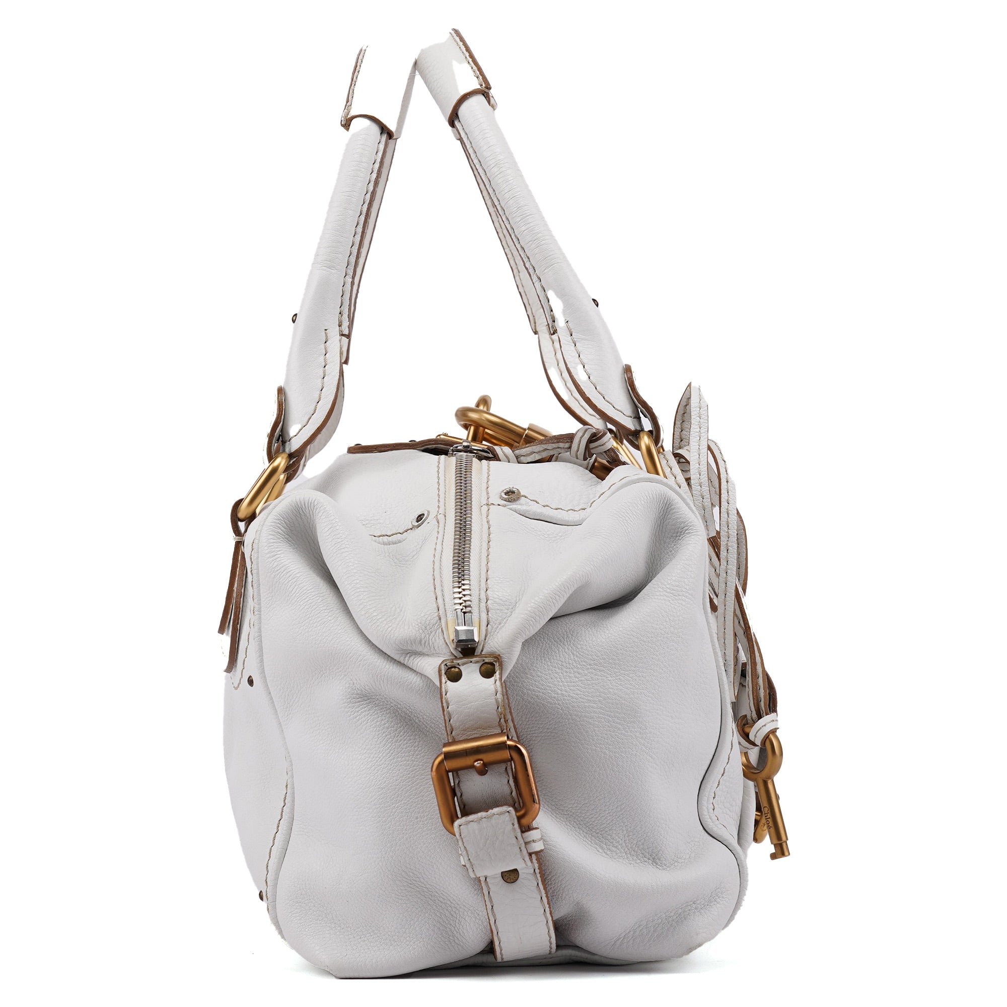White Leather Paddington Pocket Shoulder Bag