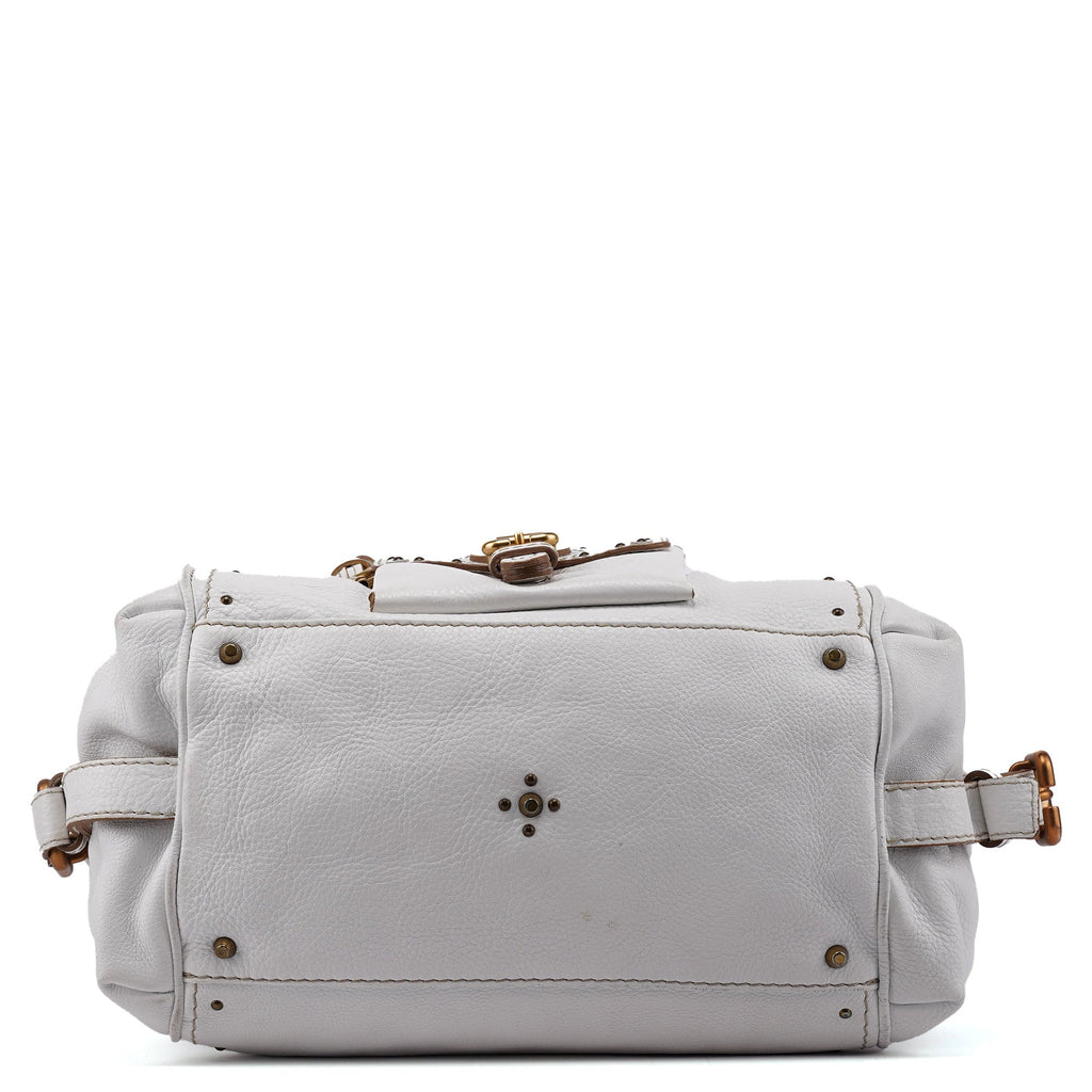 White Leather Paddington Pocket Shoulder Bag