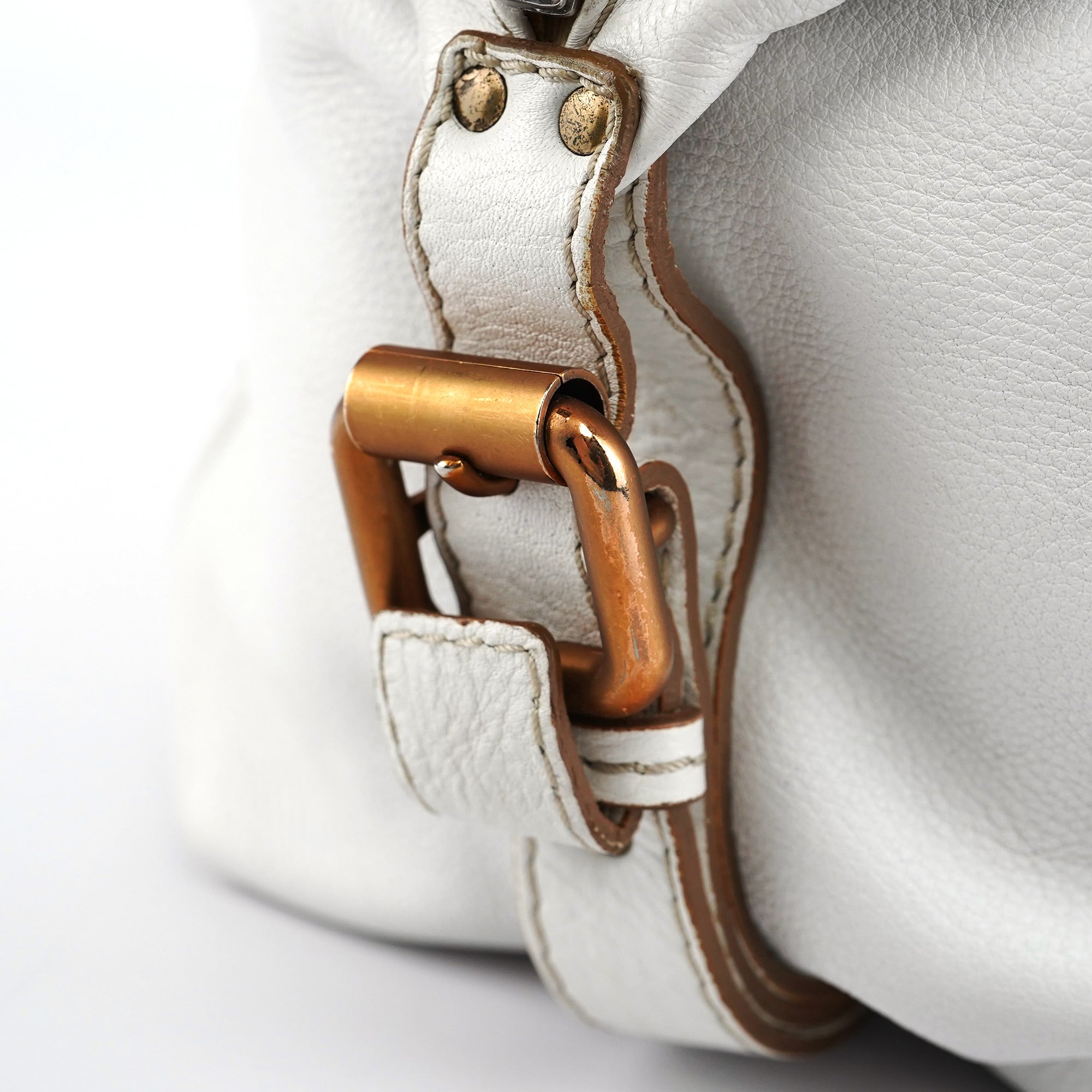 White Leather Paddington Pocket Shoulder Bag