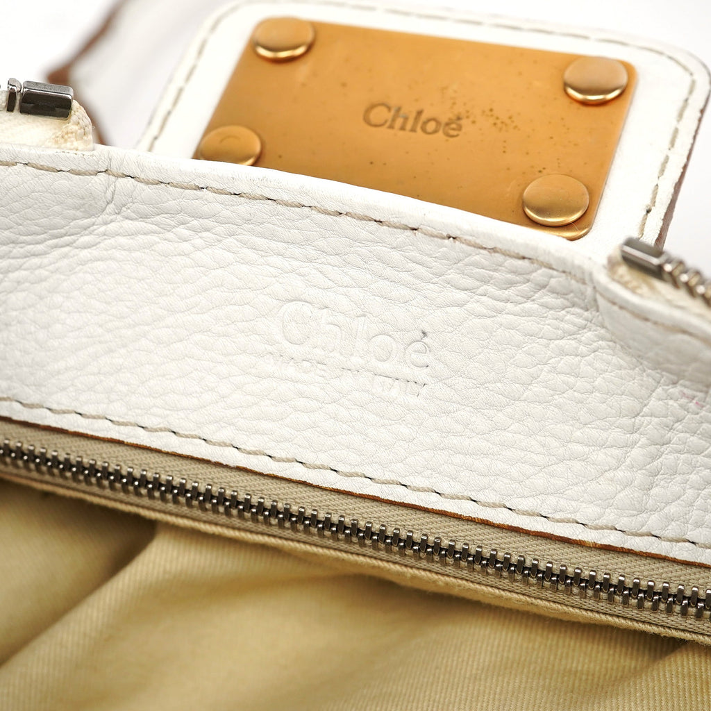 White Leather Paddington Pocket Shoulder Bag