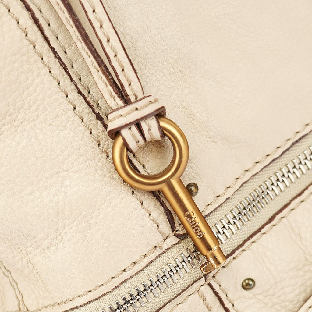 White Leather Paddington Tote Bag