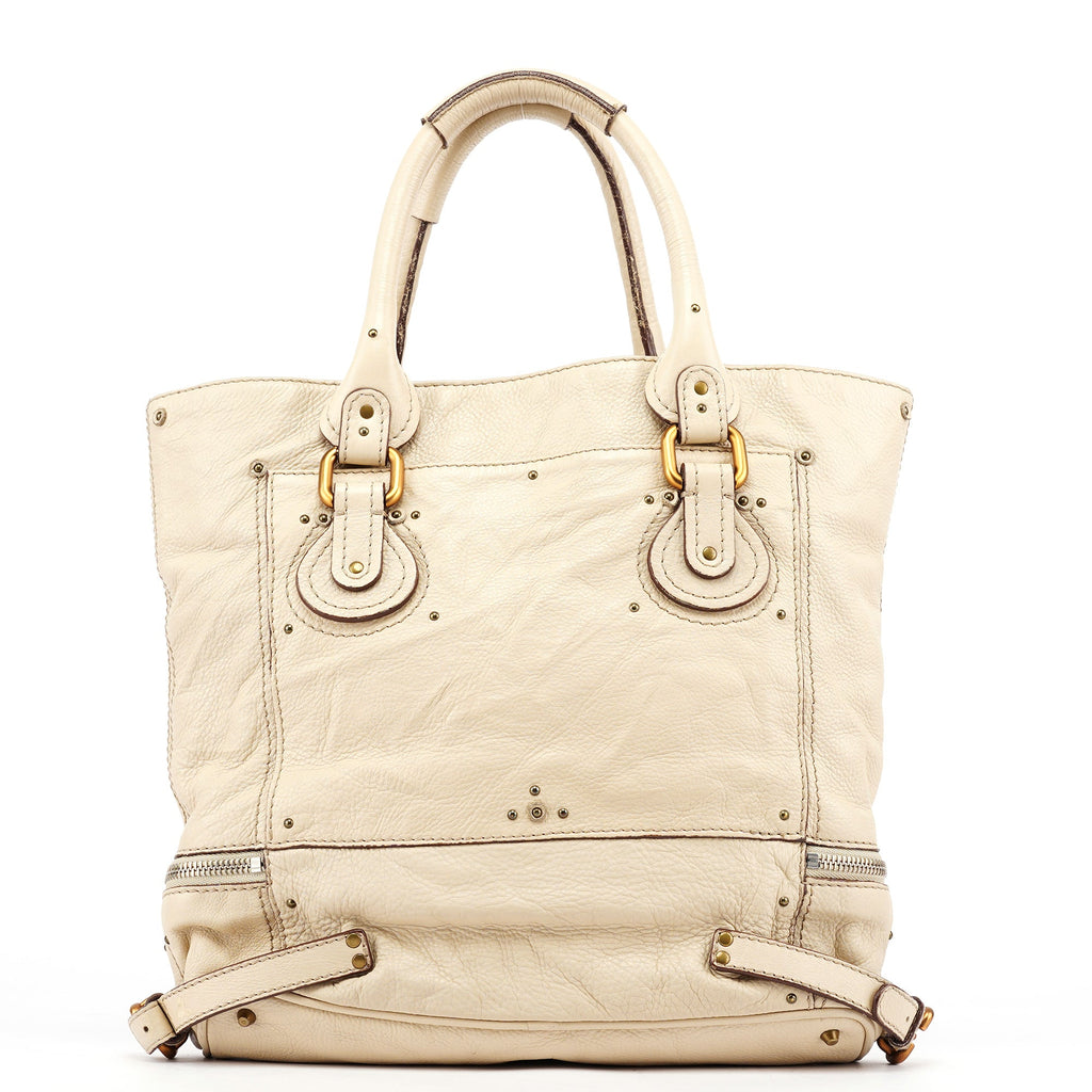 White Leather Paddington Tote Bag