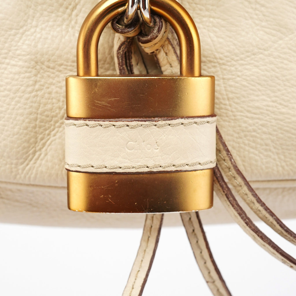 White Leather Paddington Tote Bag