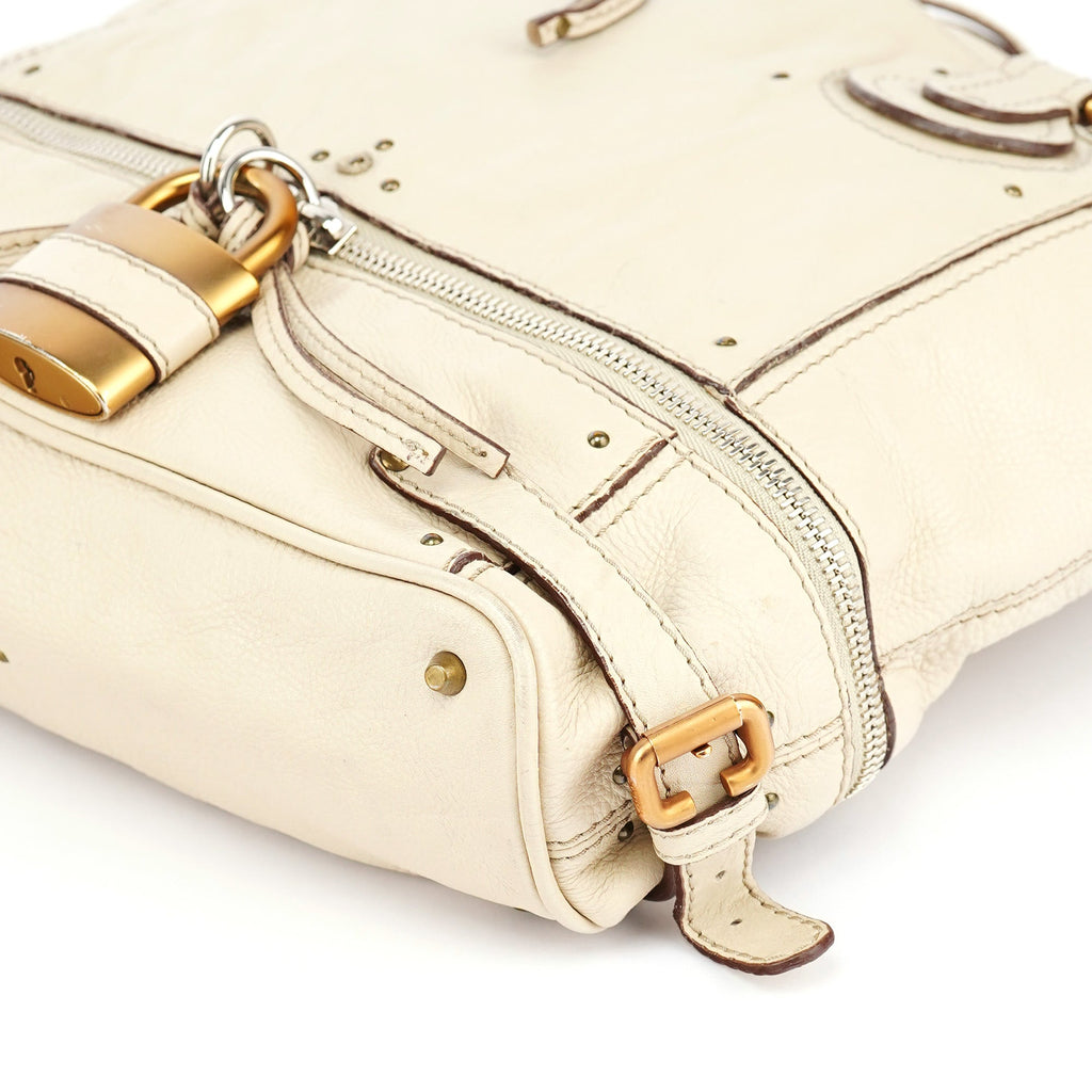 White Leather Paddington Tote Bag