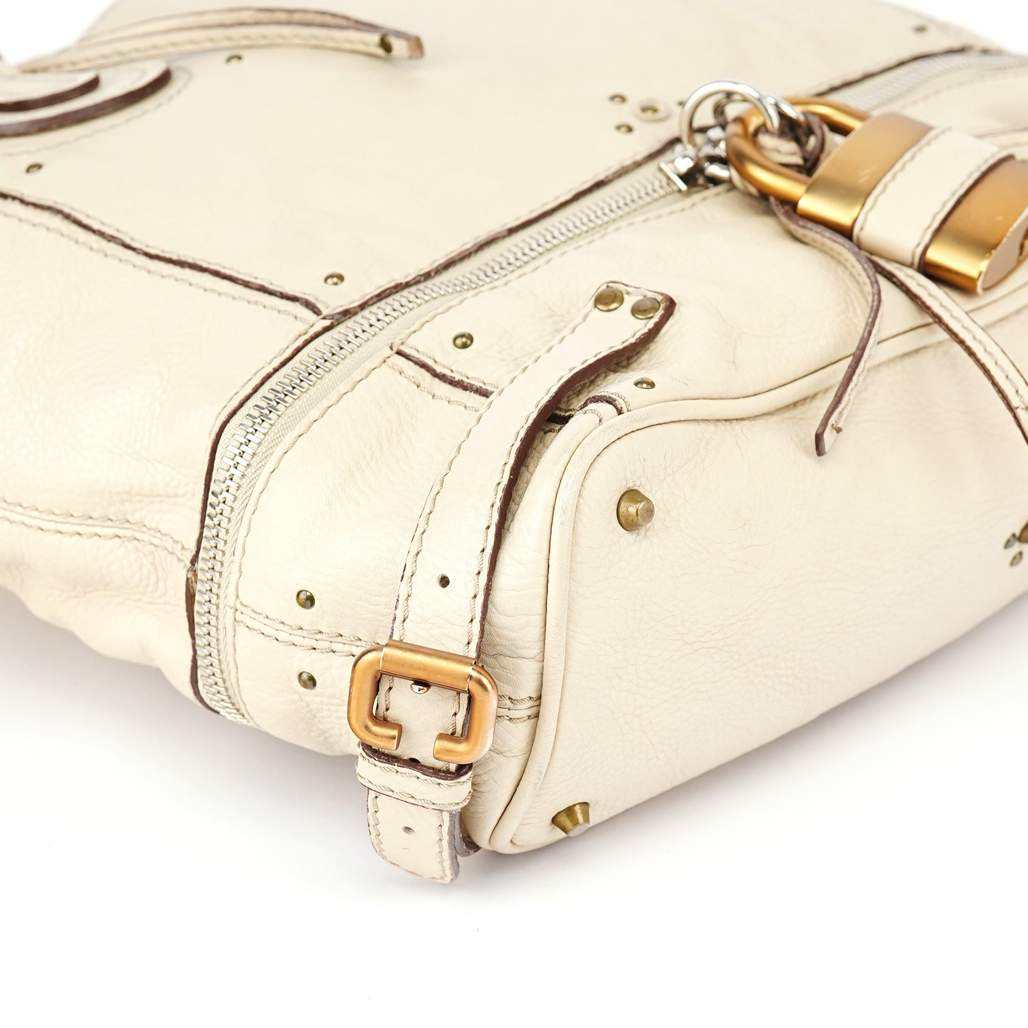 White Leather Paddington Tote Bag
