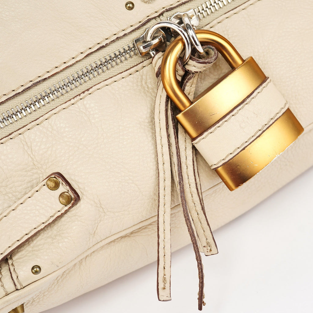 White Leather Paddington Tote Bag