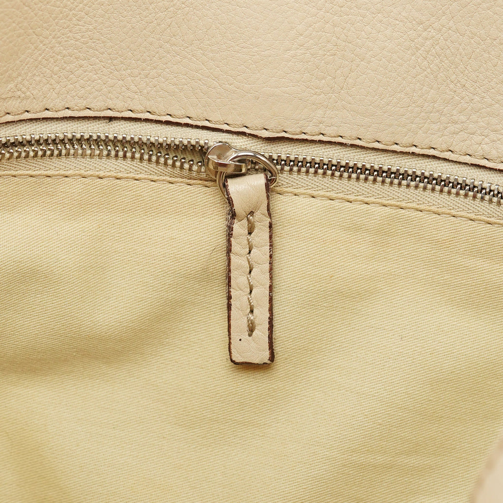White Leather Paddington Tote Bag