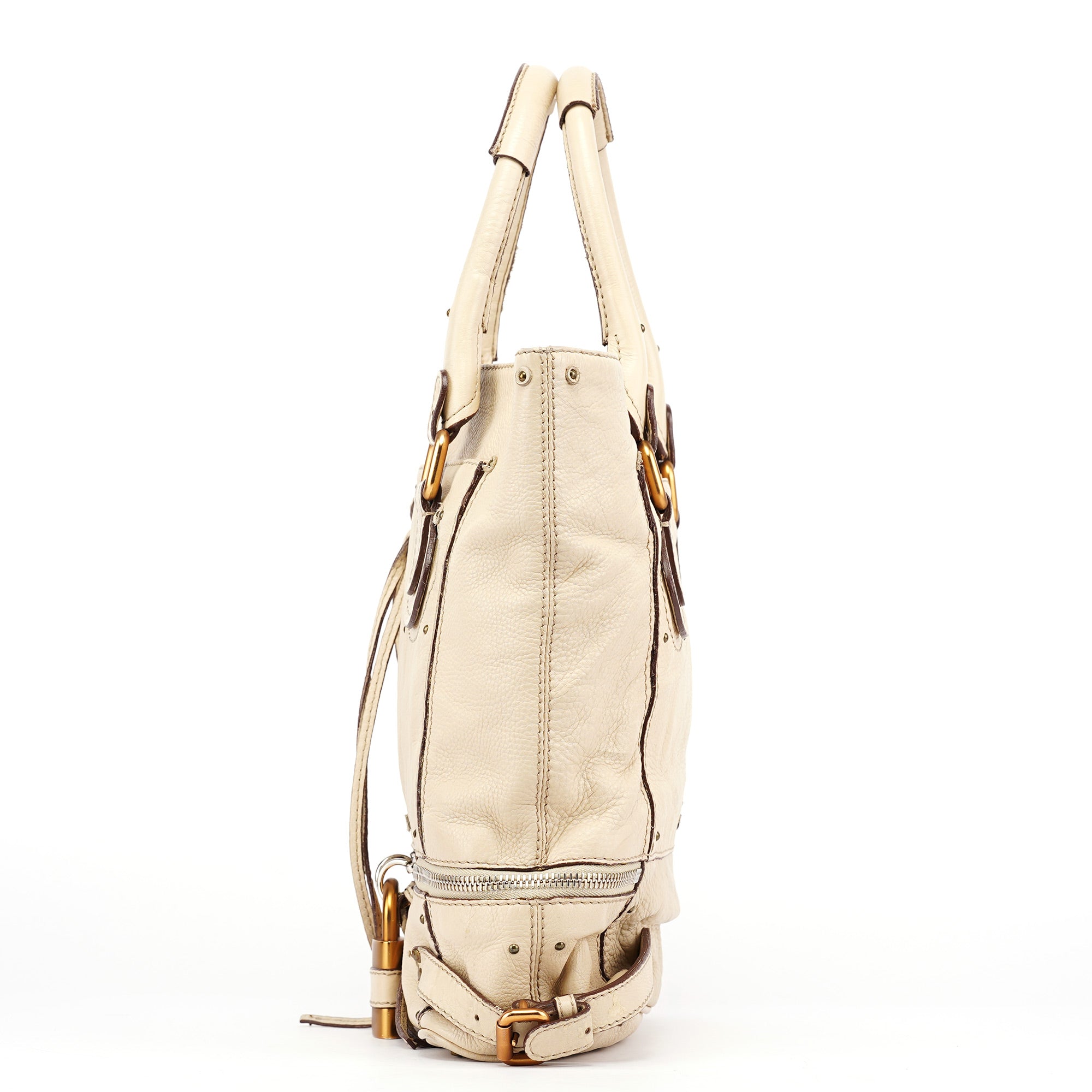 White Leather Paddington Tote Bag