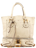White Leather Paddington Tote Bag
