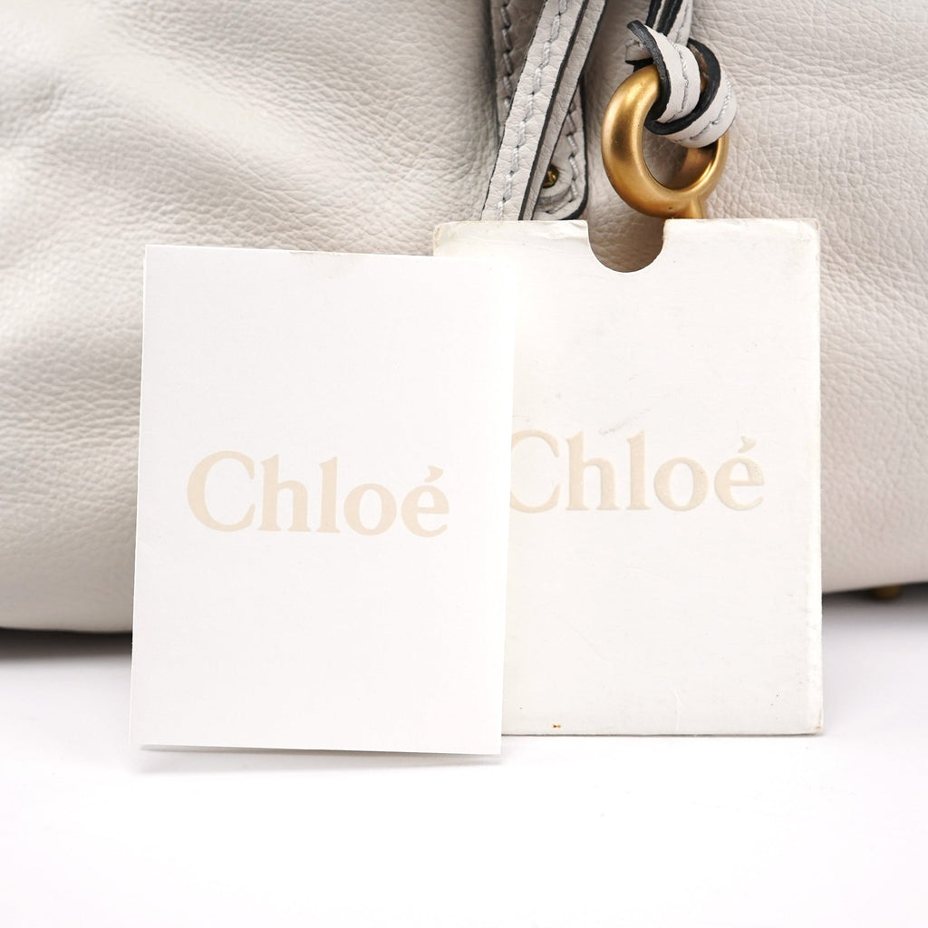 White Leather Paddington Tote Bag