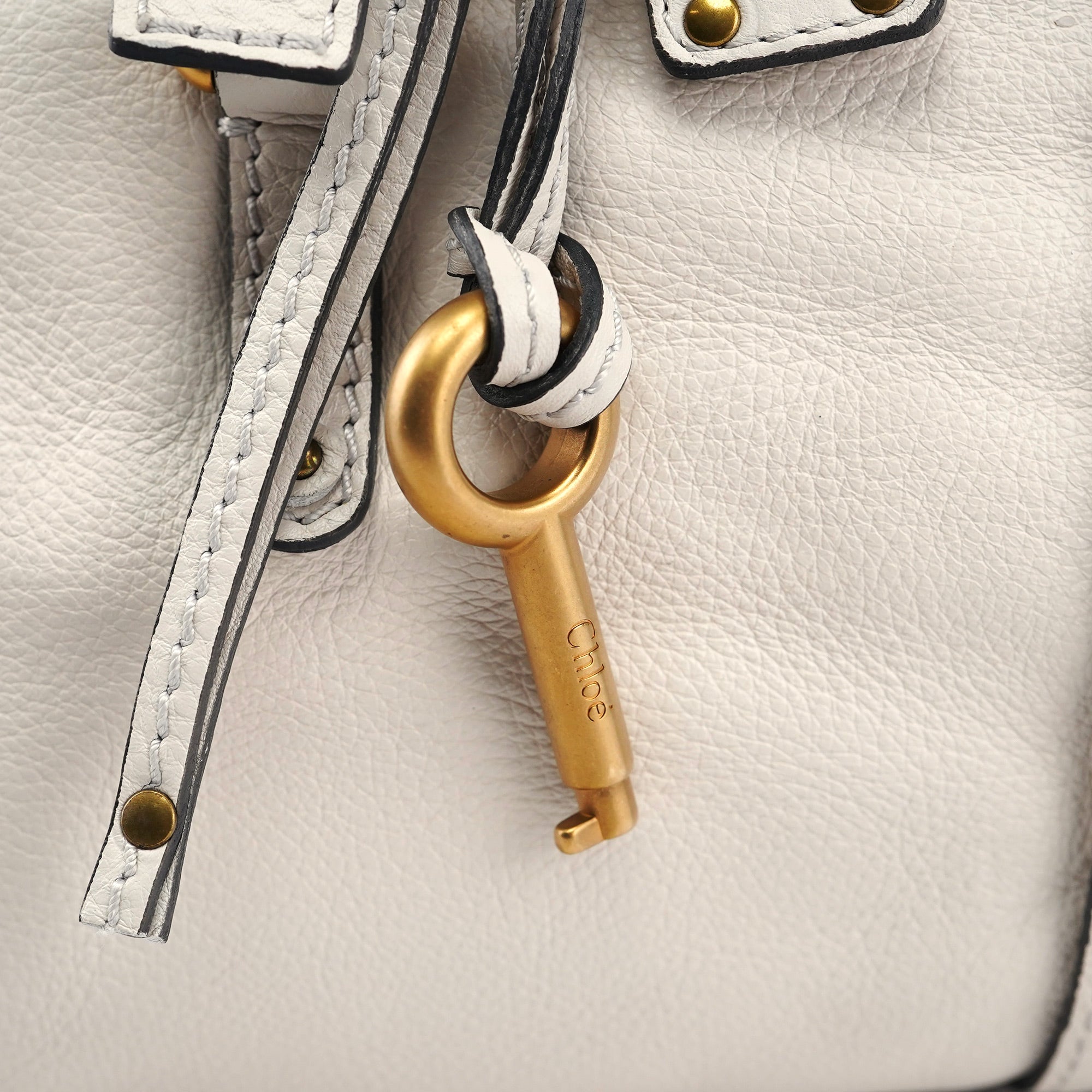 White Leather Paddington Tote Bag