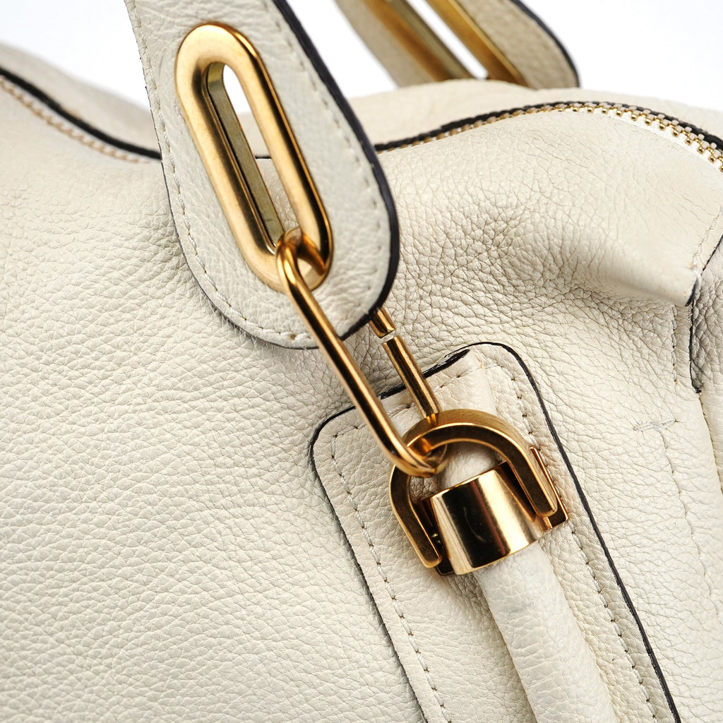 White Leather Paraty 2-Way Shoulder Bag