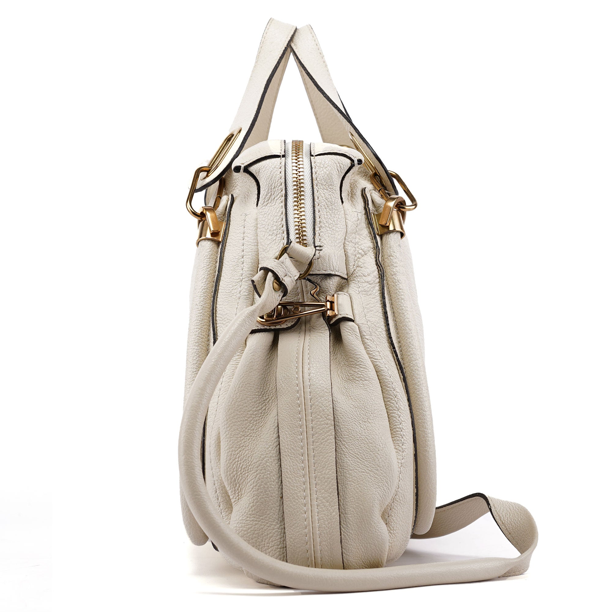 White Leather Paraty 2-Way Shoulder Bag