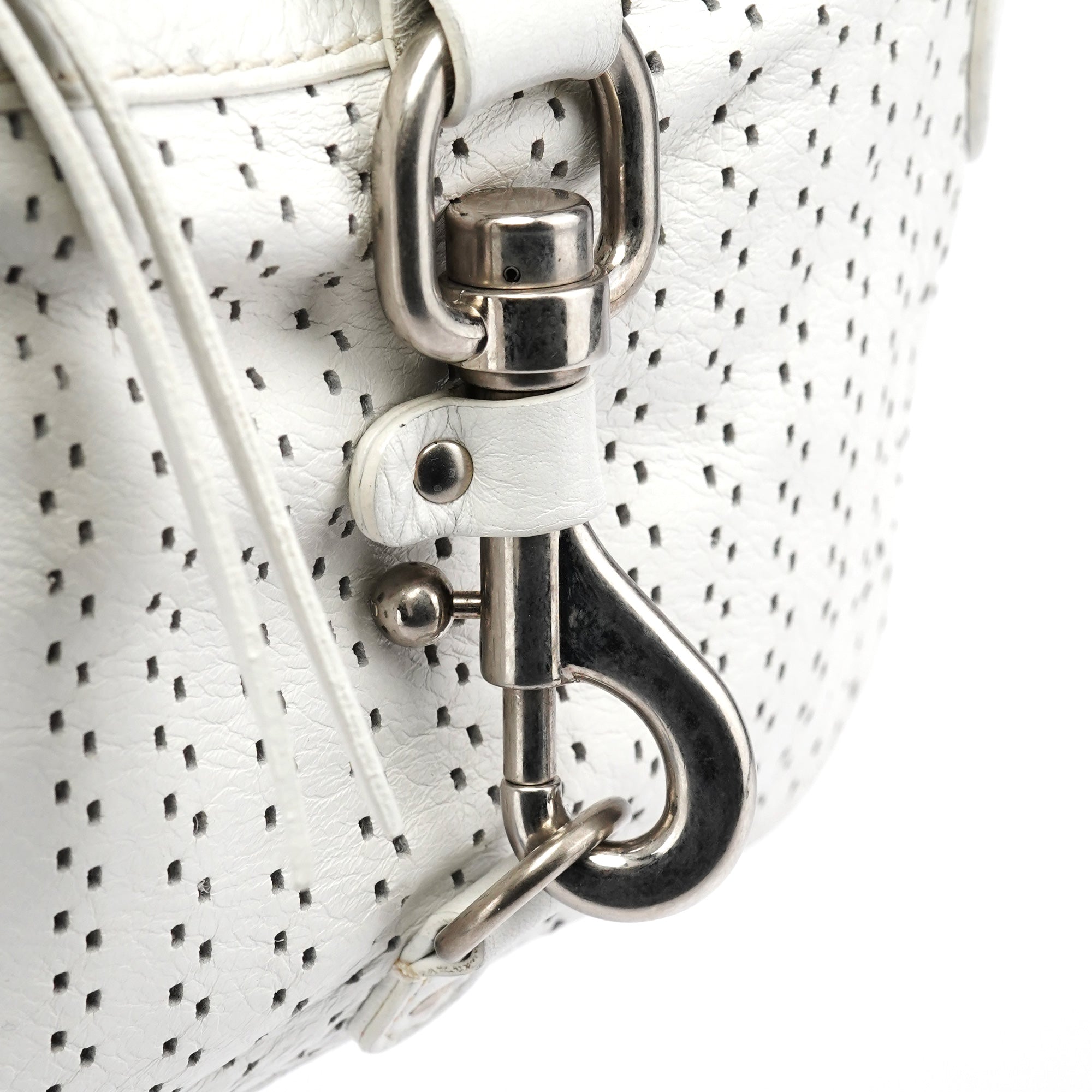 White Perforated Leather Kerala Shoulder Bag