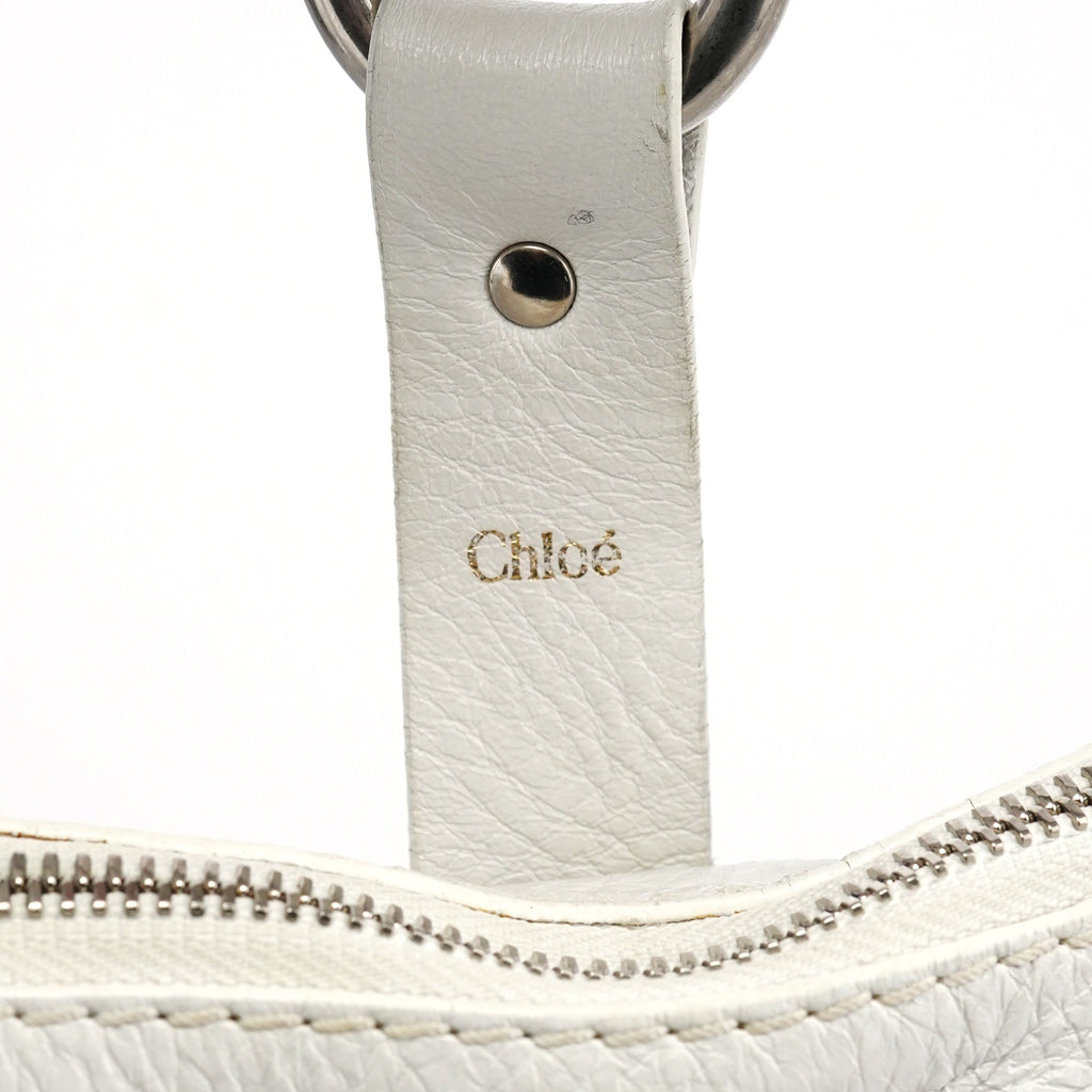 White Perforated Leather Kerala Shoulder Bag