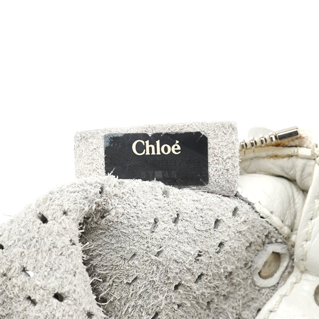 White Perforated Leather Kerala Shoulder Bag