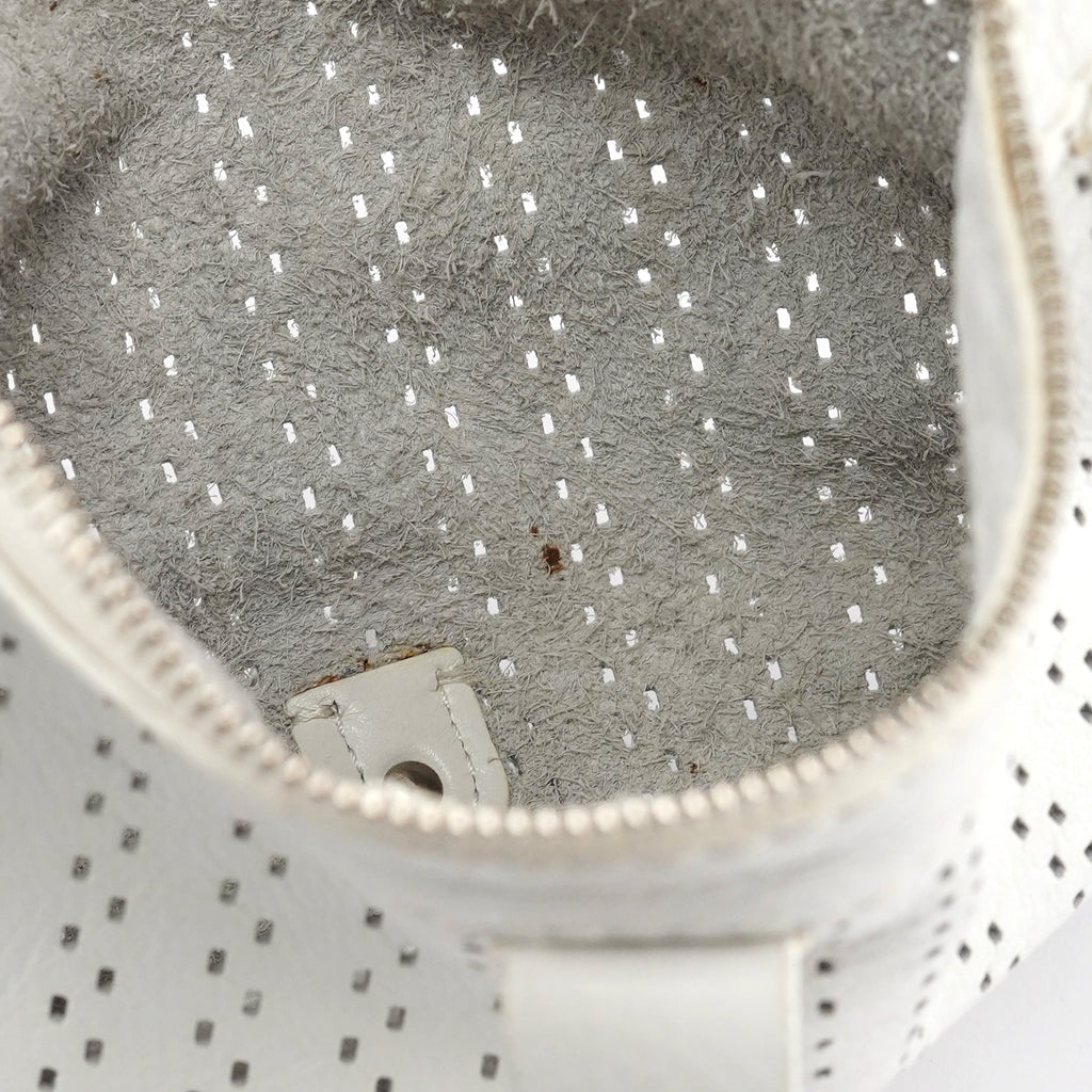 White Perforated Leather Kerala Shoulder Bag