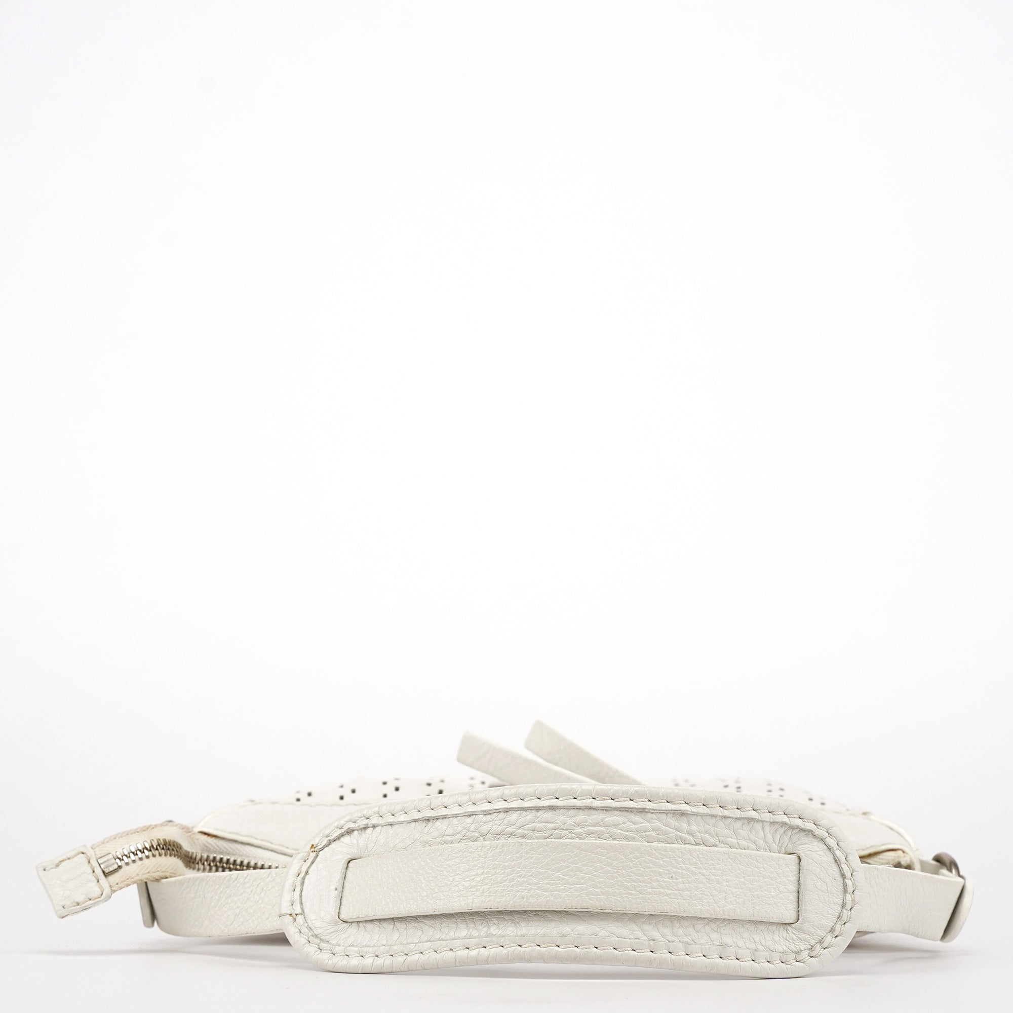 White Perforated Leather Kerala Shoulder Bag