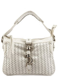 White Perforated Leather Kerala Shoulder Bag