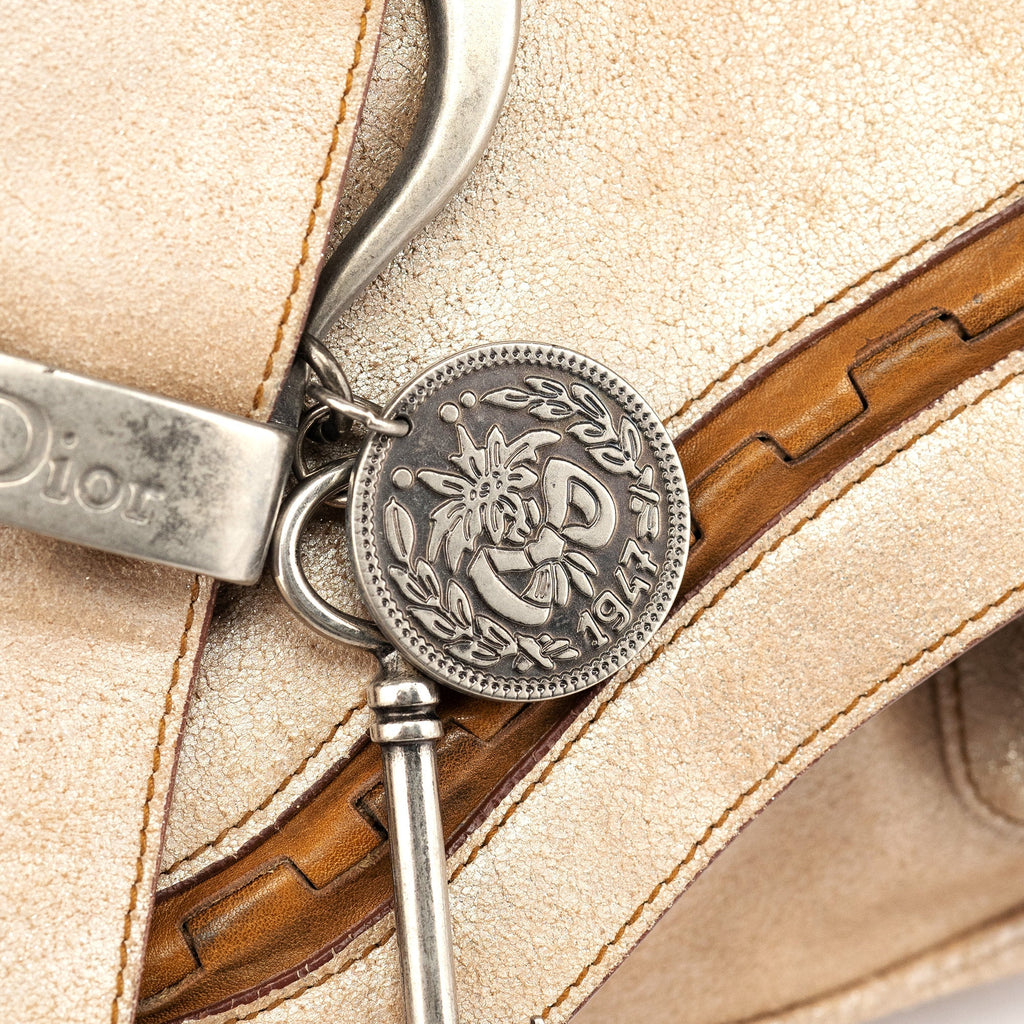 2005 Beige Crackled Leather Gaucho Saddle Bag
