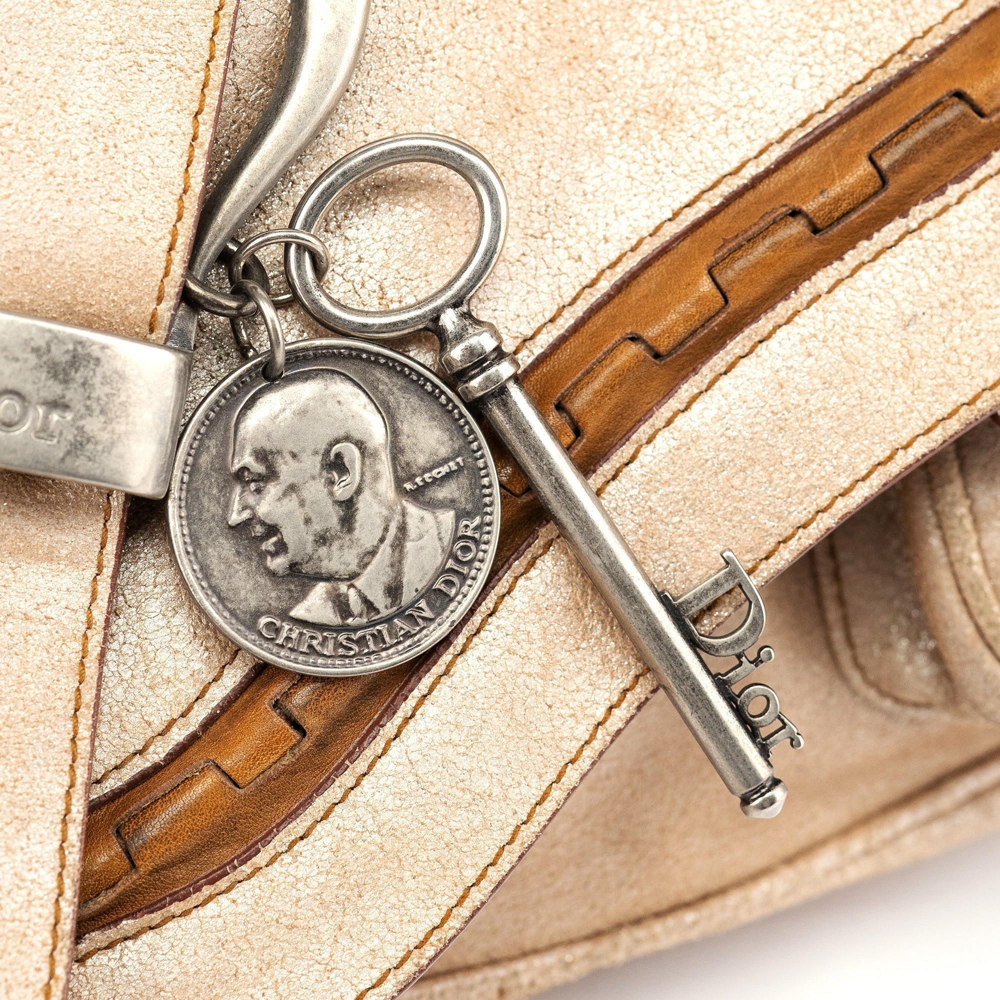 2005 Beige Crackled Leather Gaucho Saddle Bag