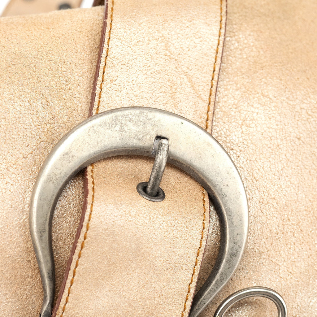 2005 Beige Crackled Leather Gaucho Saddle Bag