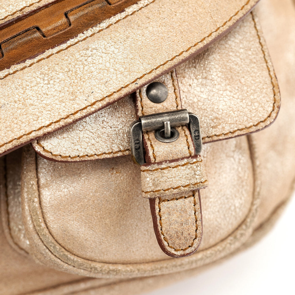 2005 Beige Crackled Leather Gaucho Saddle Bag