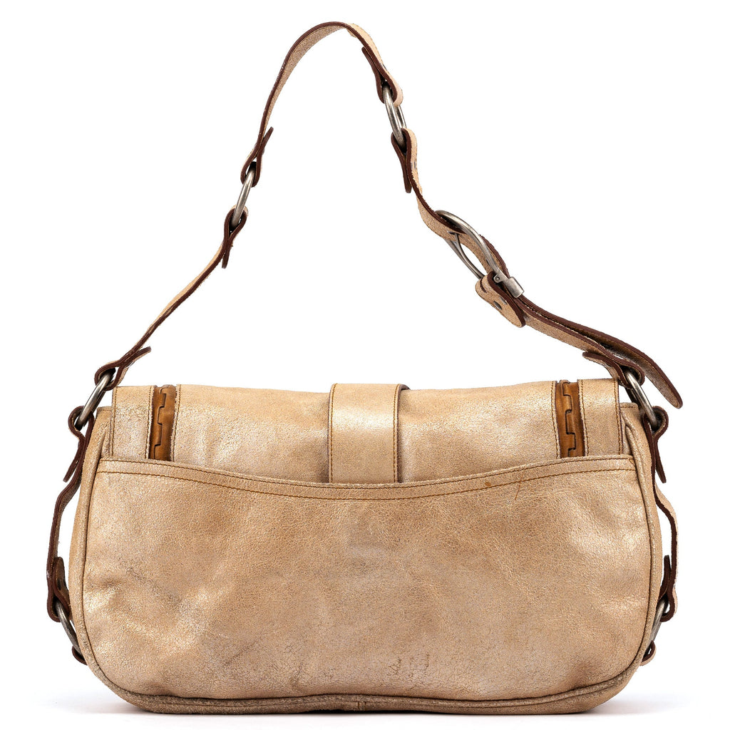 2005 Beige Crackled Leather Gaucho Saddle Bag