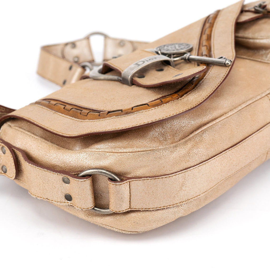 2005 Beige Crackled Leather Gaucho Saddle Bag