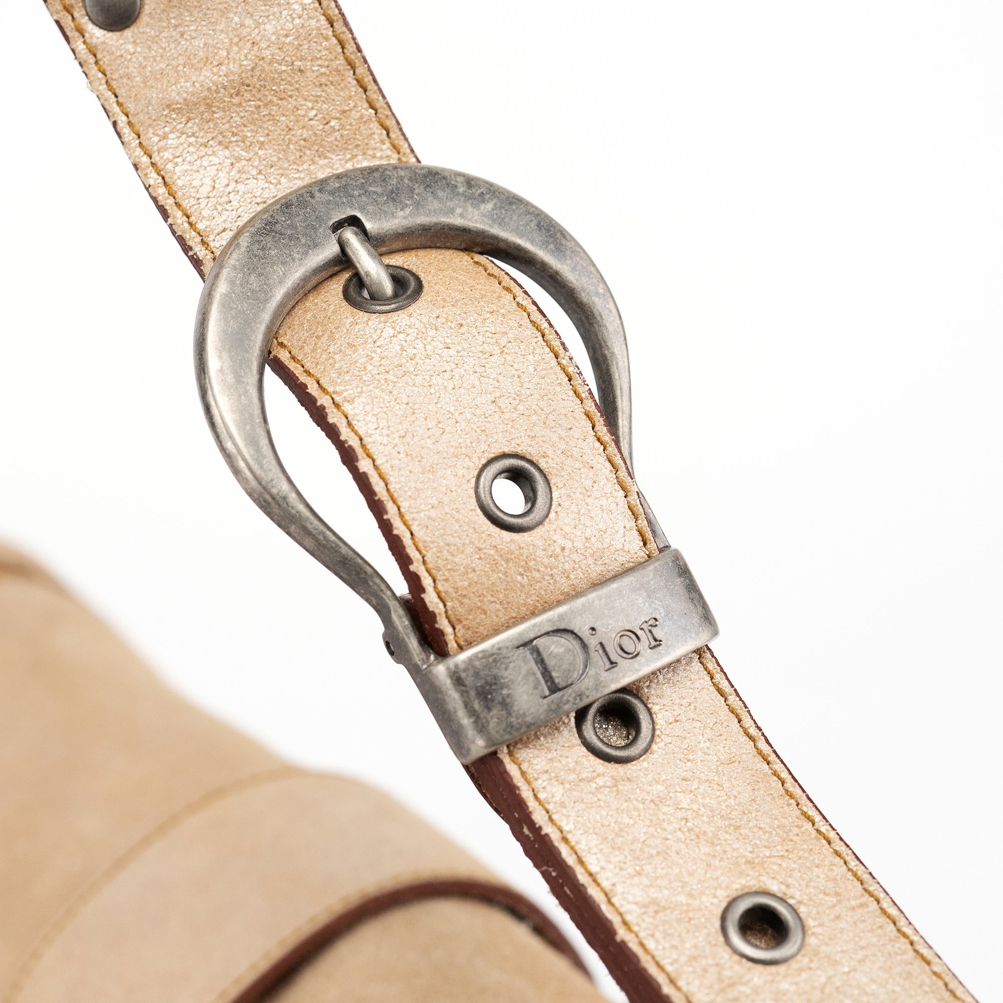 2005 Beige Crackled Leather Gaucho Saddle Bag