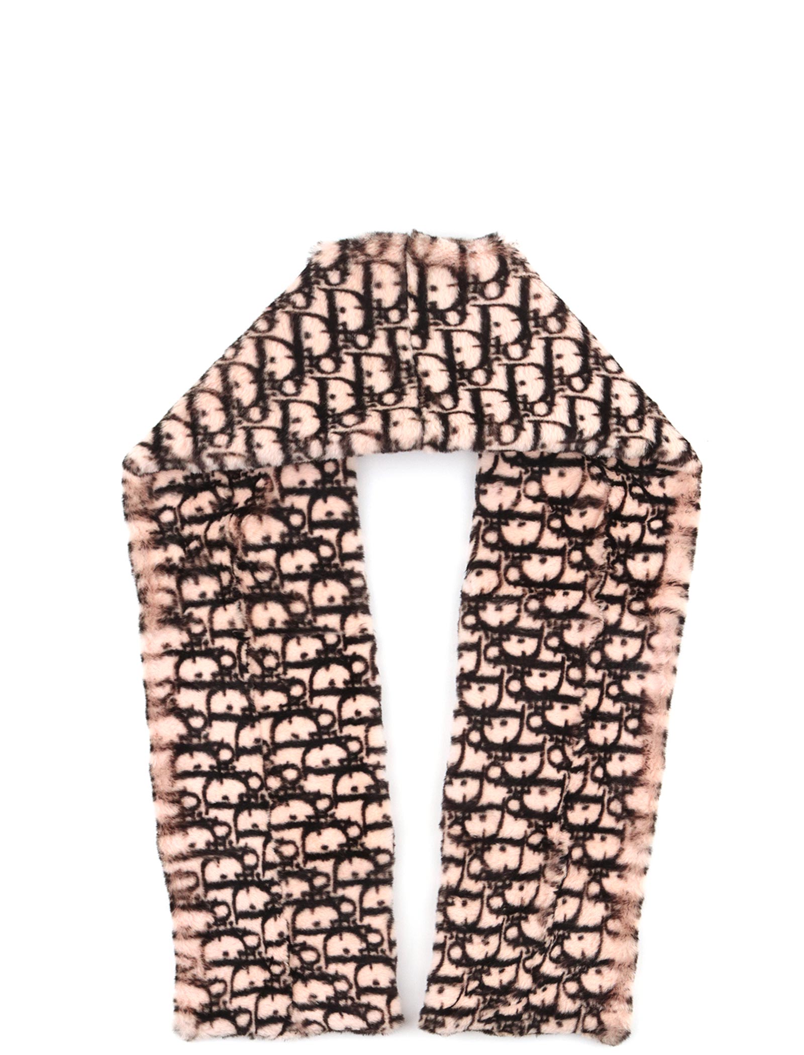 Beige Oblique Monogram Rabbit Fur Scarf