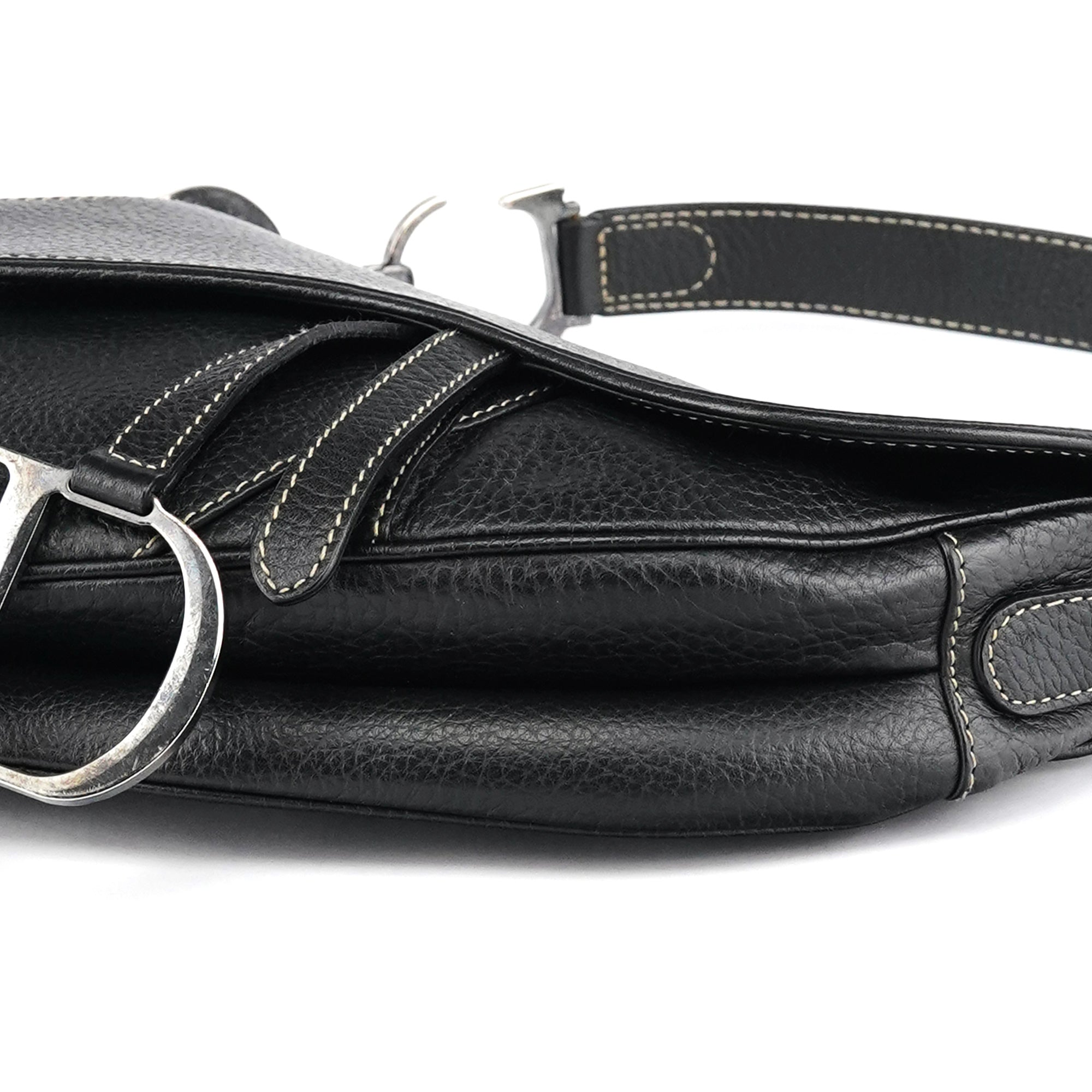 Black Leather Saddle Shoulder Bag
