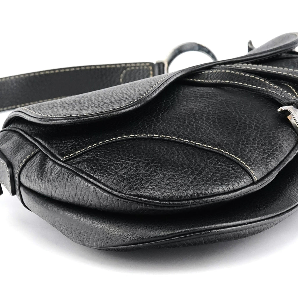 Black Leather Saddle Shoulder Bag