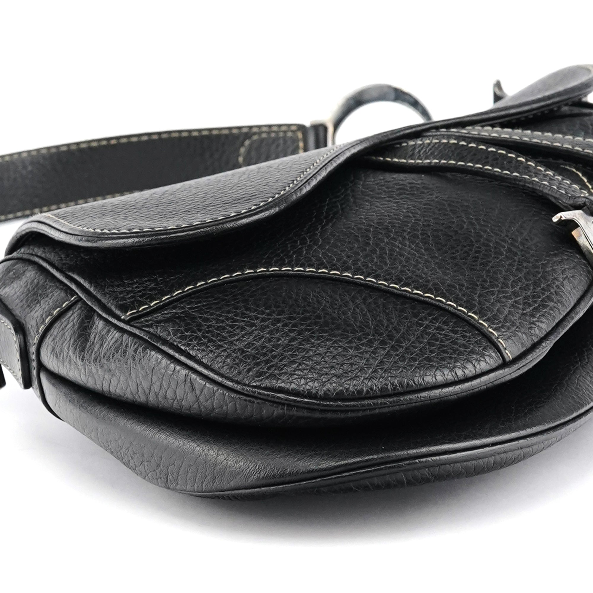 Black Leather Saddle Shoulder Bag