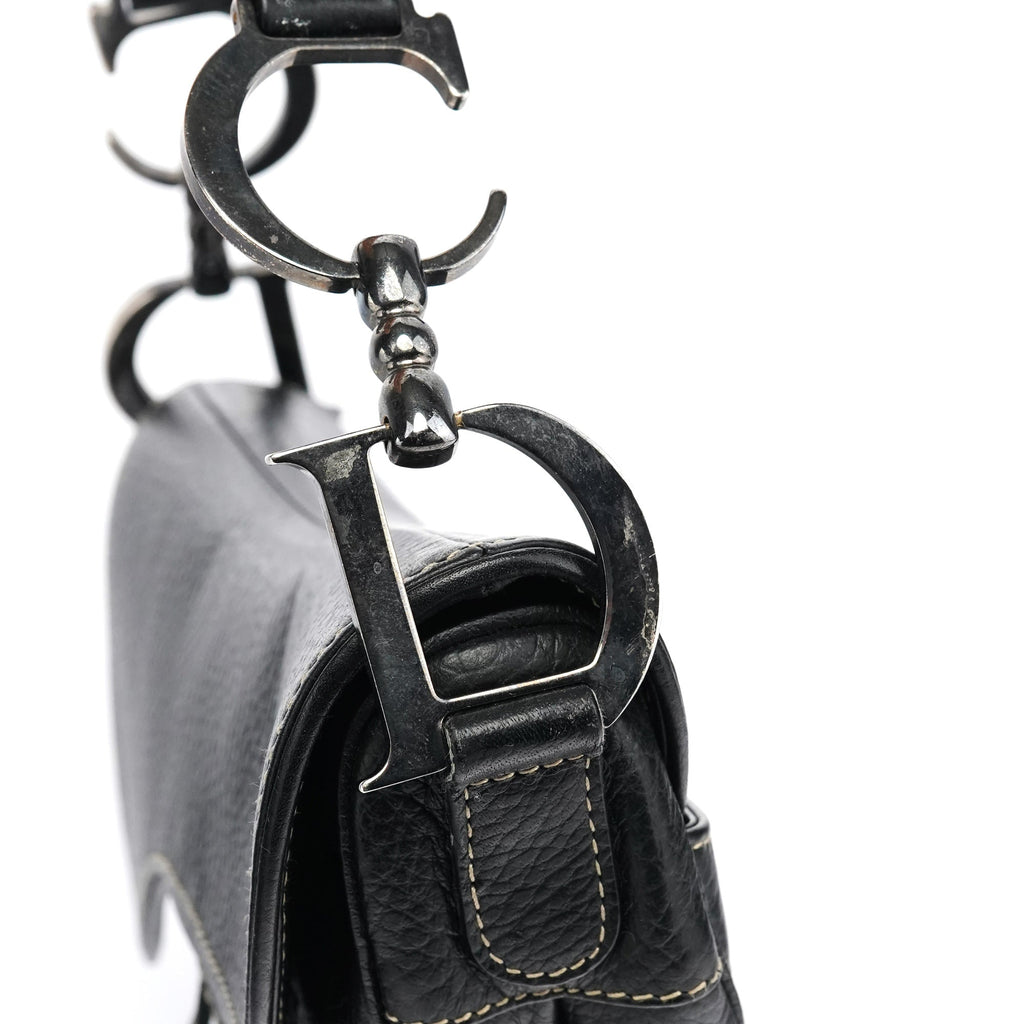 Black Leather Saddle Shoulder Bag