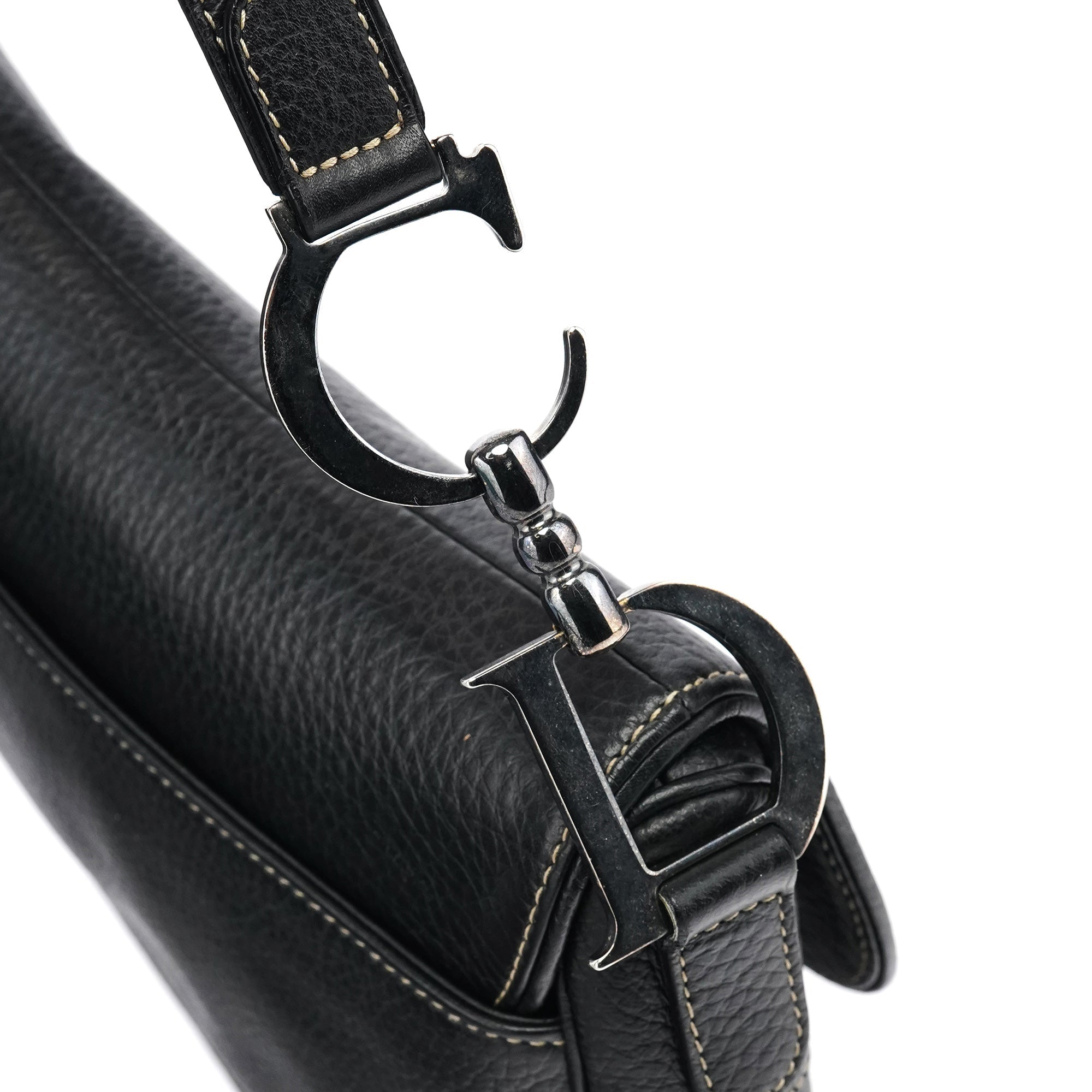 Black Leather Saddle Shoulder Bag