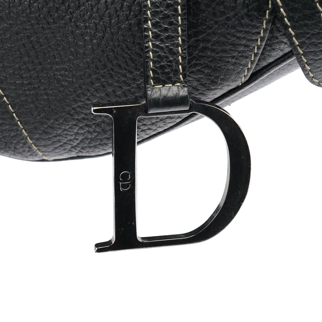 Black Leather Saddle Shoulder Bag