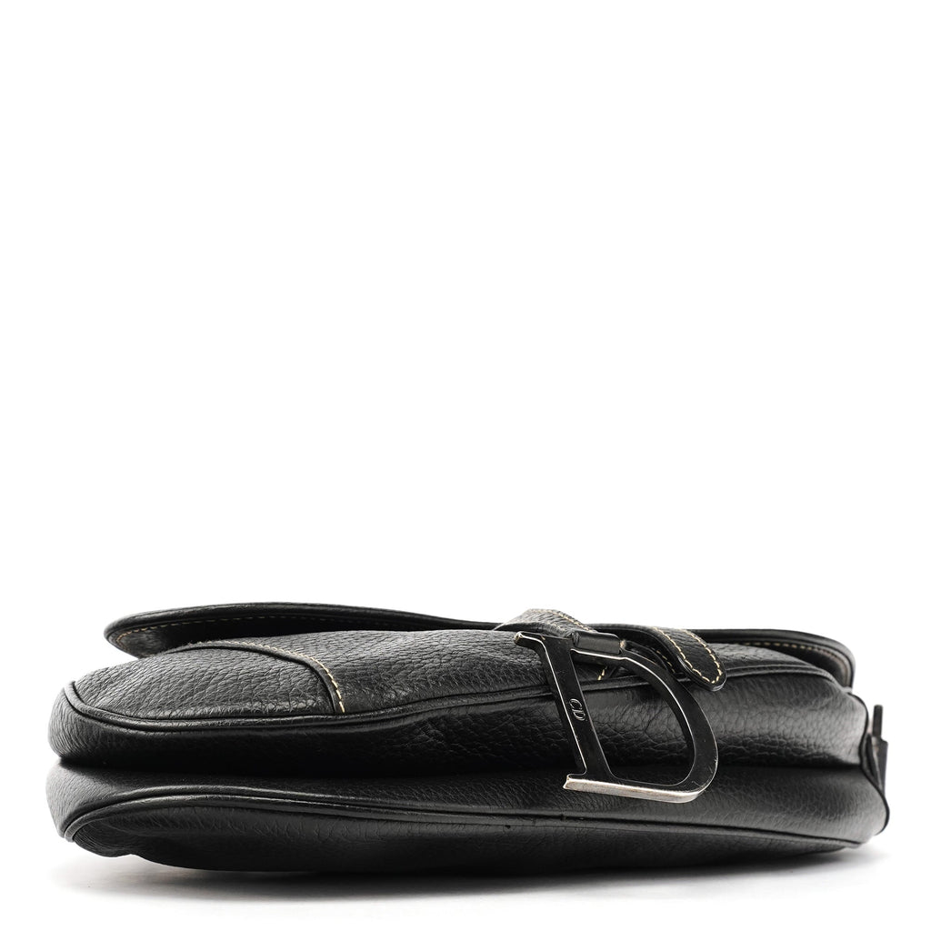 Black Leather Saddle Shoulder Bag