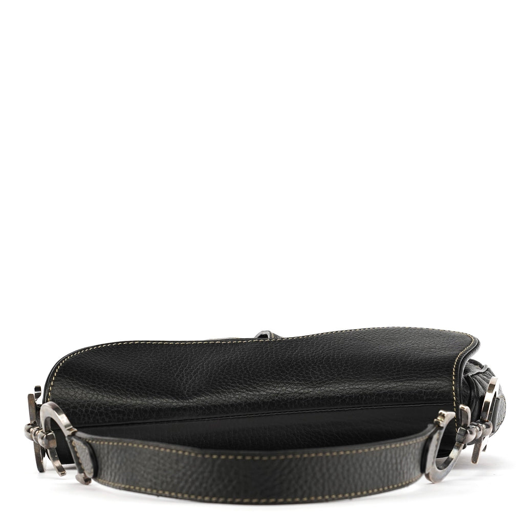 Black Leather Saddle Shoulder Bag