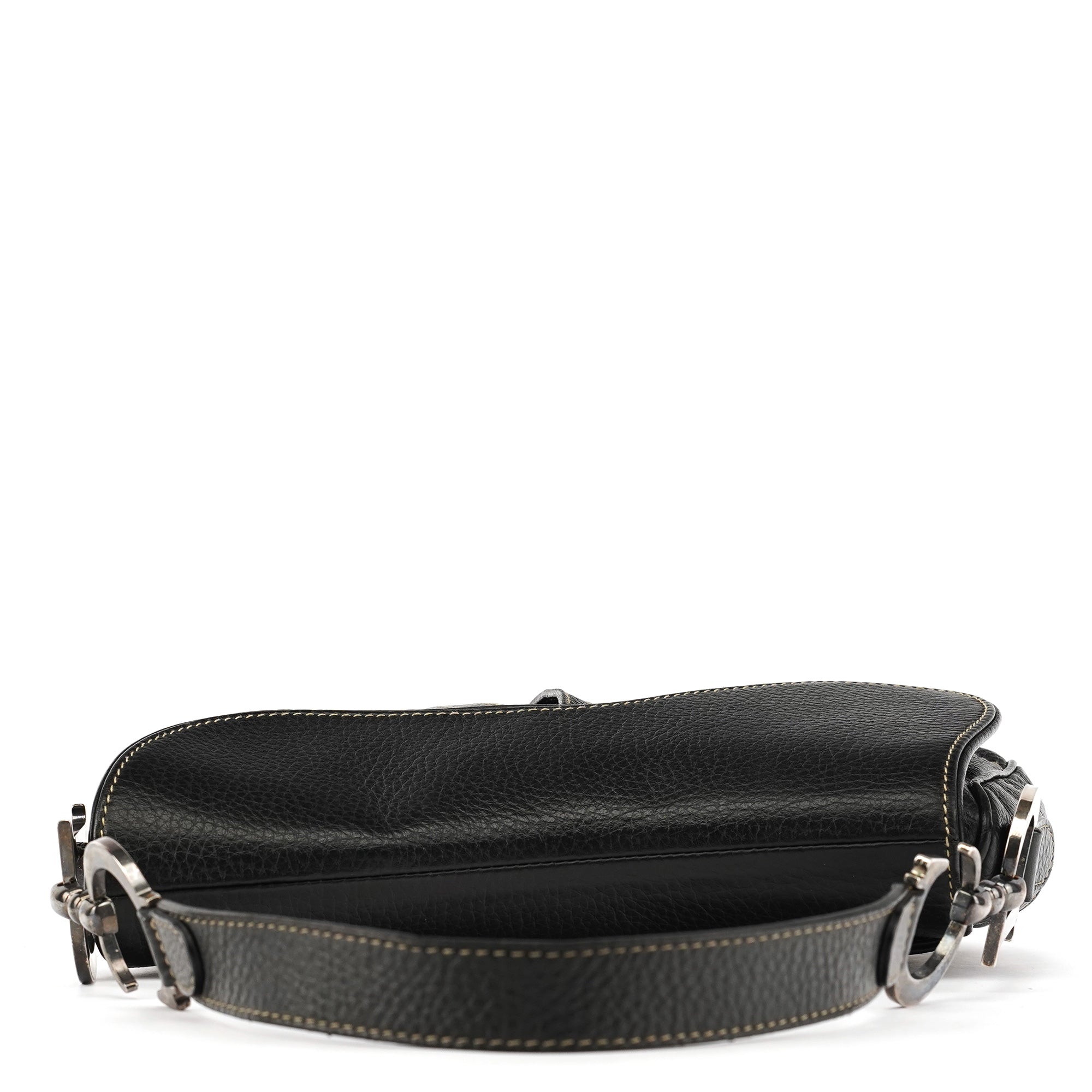 Black Leather Saddle Shoulder Bag