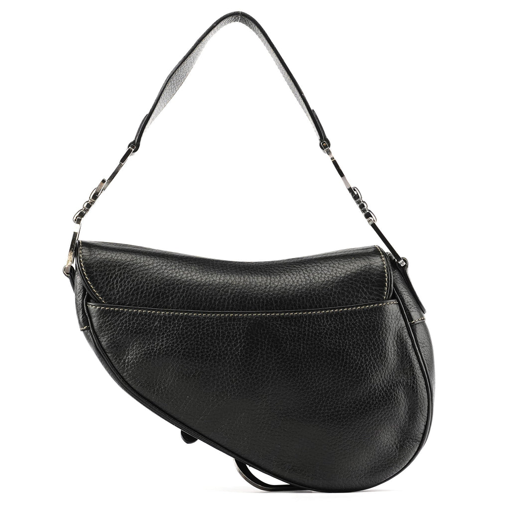 Black Leather Saddle Shoulder Bag