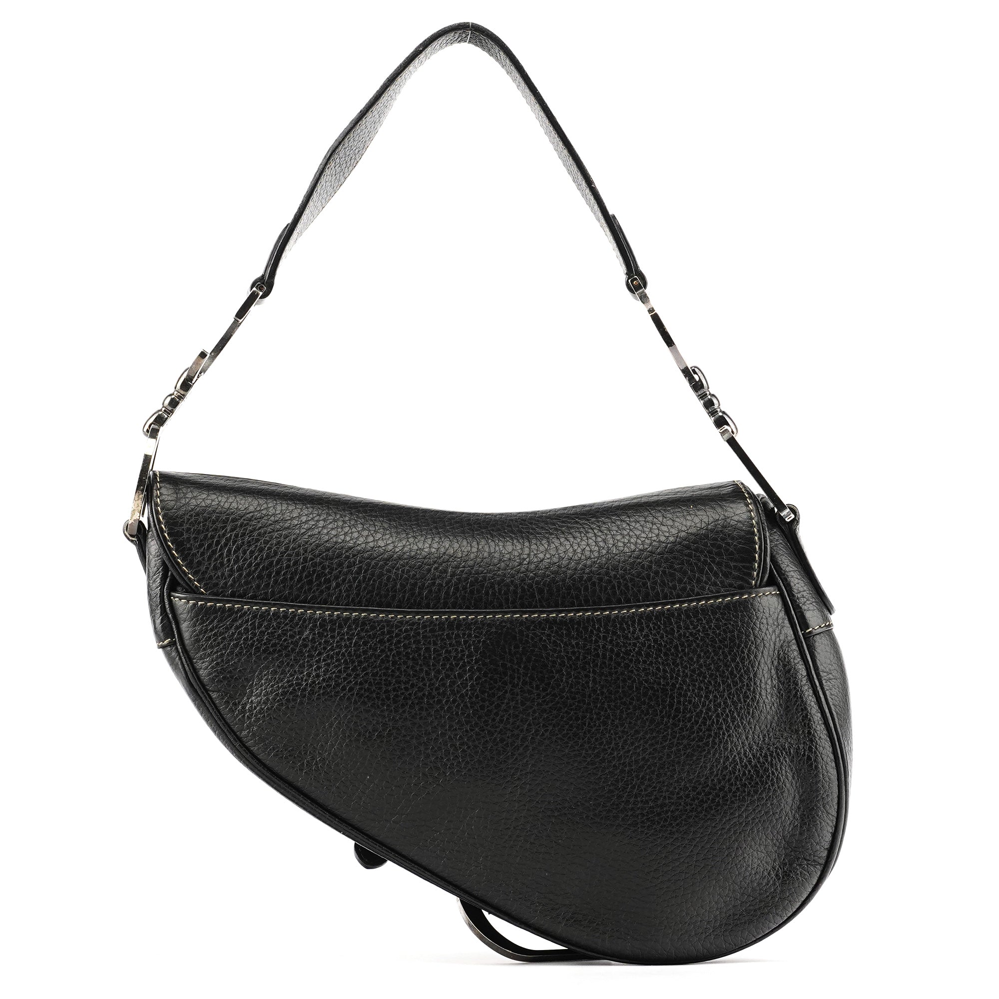 Black Leather Saddle Shoulder Bag